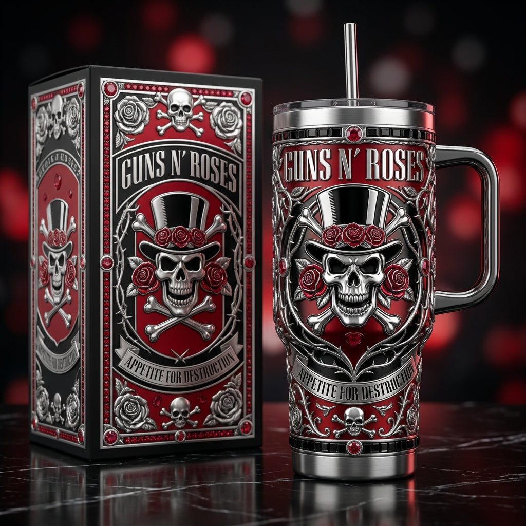 Guns N' Roses 40oz Tumbler with Lid and Straw