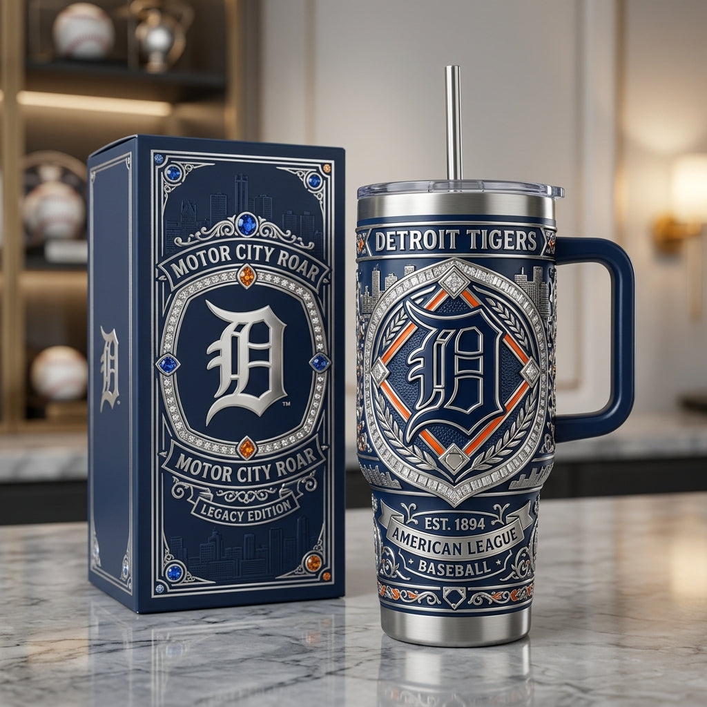 Detroit Tigers 40oz Tumbler with Lid and Straw