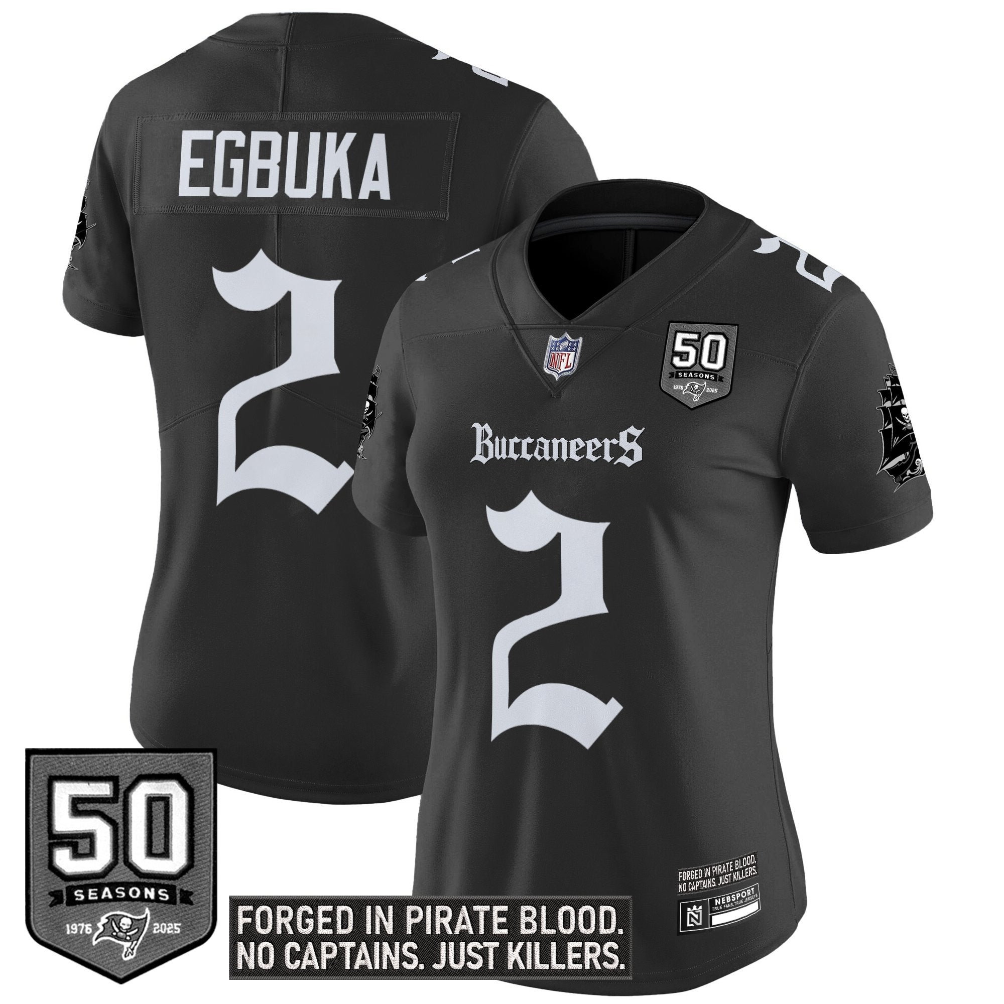 Women's Tampa Bay Buccaneers 'Gothic Pirate Shadows Edition' Vapor Limited Jersey - All Stitched