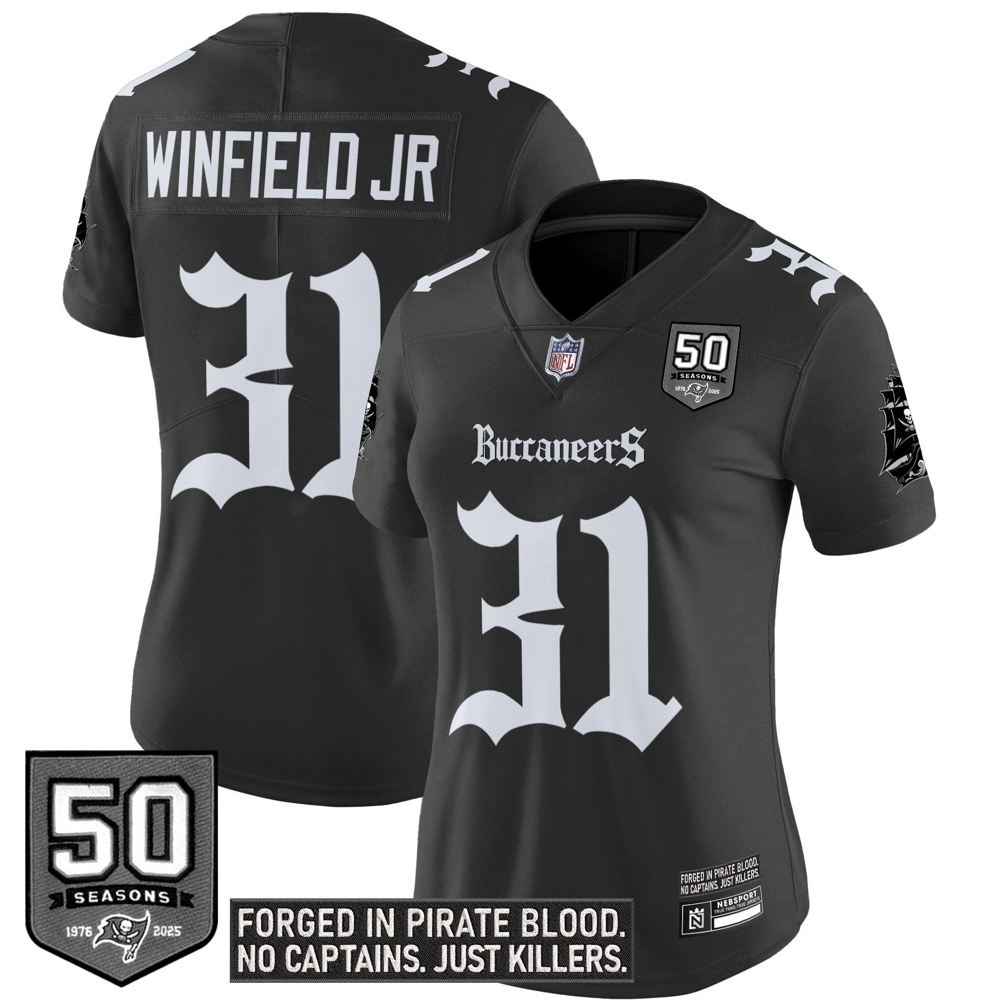 Women's Tampa Bay Buccaneers 'Gothic Pirate Shadows Edition' Vapor Limited Jersey - All Stitched