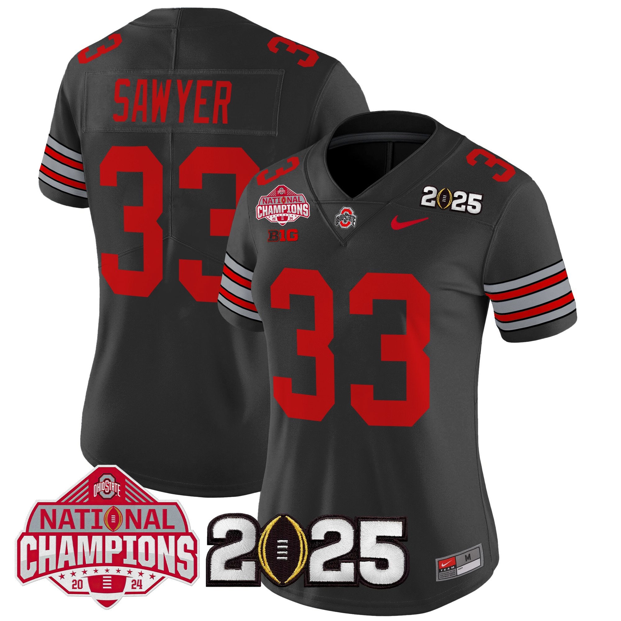 Women's Ohio State Buckeyes 'Heritage Stripe' 2025 National Champions Patch Vapor Limited Jersey - All Stitched