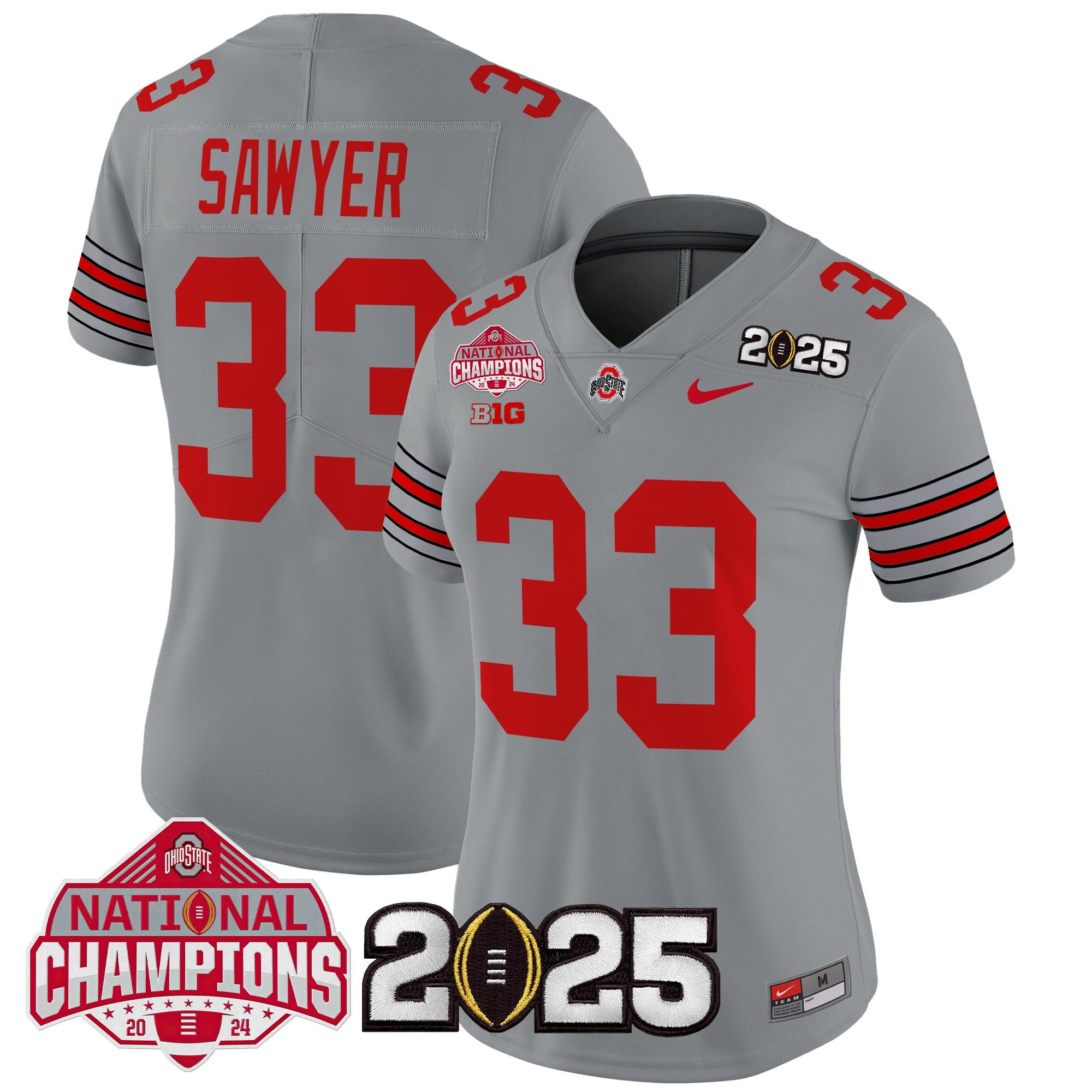Women's Ohio State Buckeyes 'Heritage Stripe' 2025 National Champions Patch Vapor Limited Jersey - All Stitched