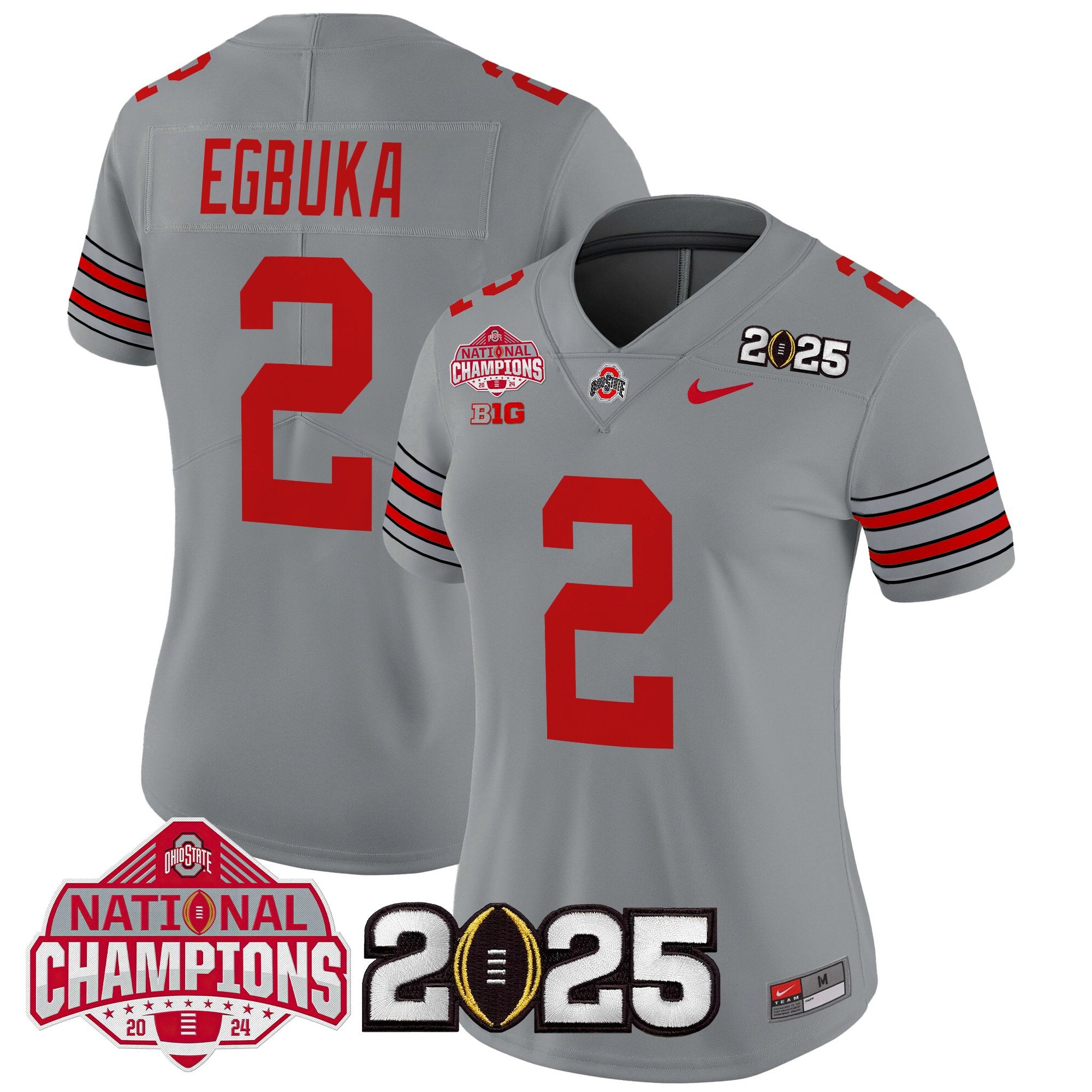 Women's Ohio State Buckeyes 'Heritage Stripe' 2025 National Champions Patch Vapor Limited Jersey - All Stitched