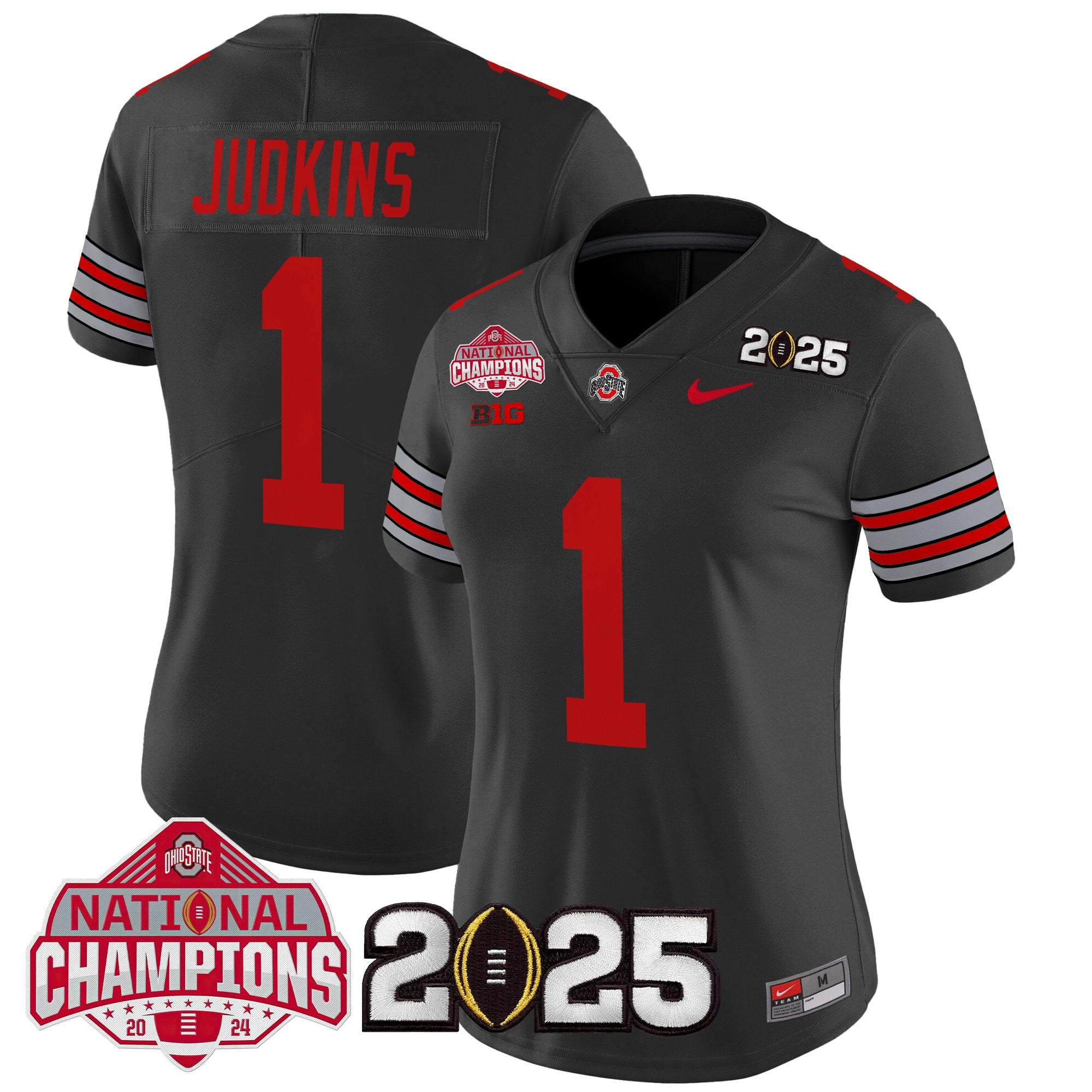 Women's Ohio State Buckeyes 'Heritage Stripe' 2025 National Champions Patch Vapor Limited Jersey - All Stitched