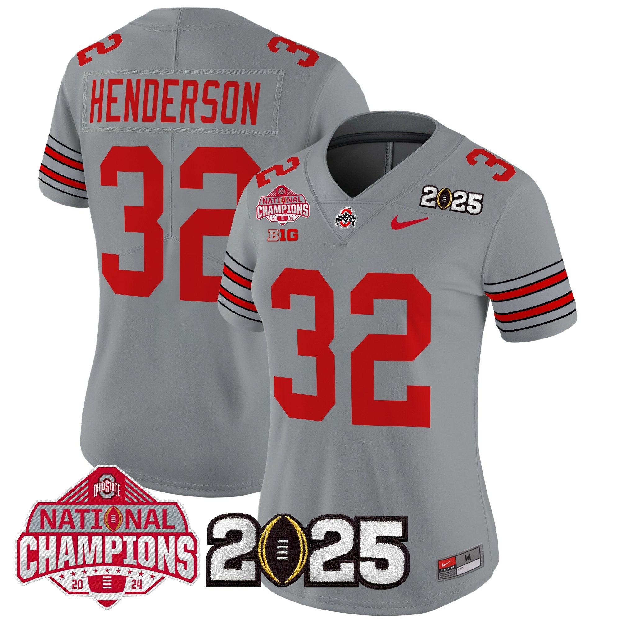 Women's Ohio State Buckeyes 'Heritage Stripe' 2025 National Champions Patch Vapor Limited Jersey - All Stitched