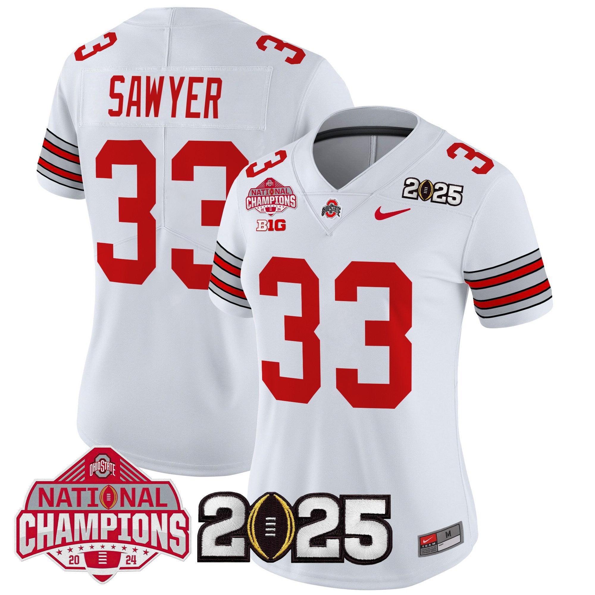 Women's Ohio State Buckeyes 'Heritage Stripe' 2025 National Champions Patch Vapor Limited Jersey - All Stitched