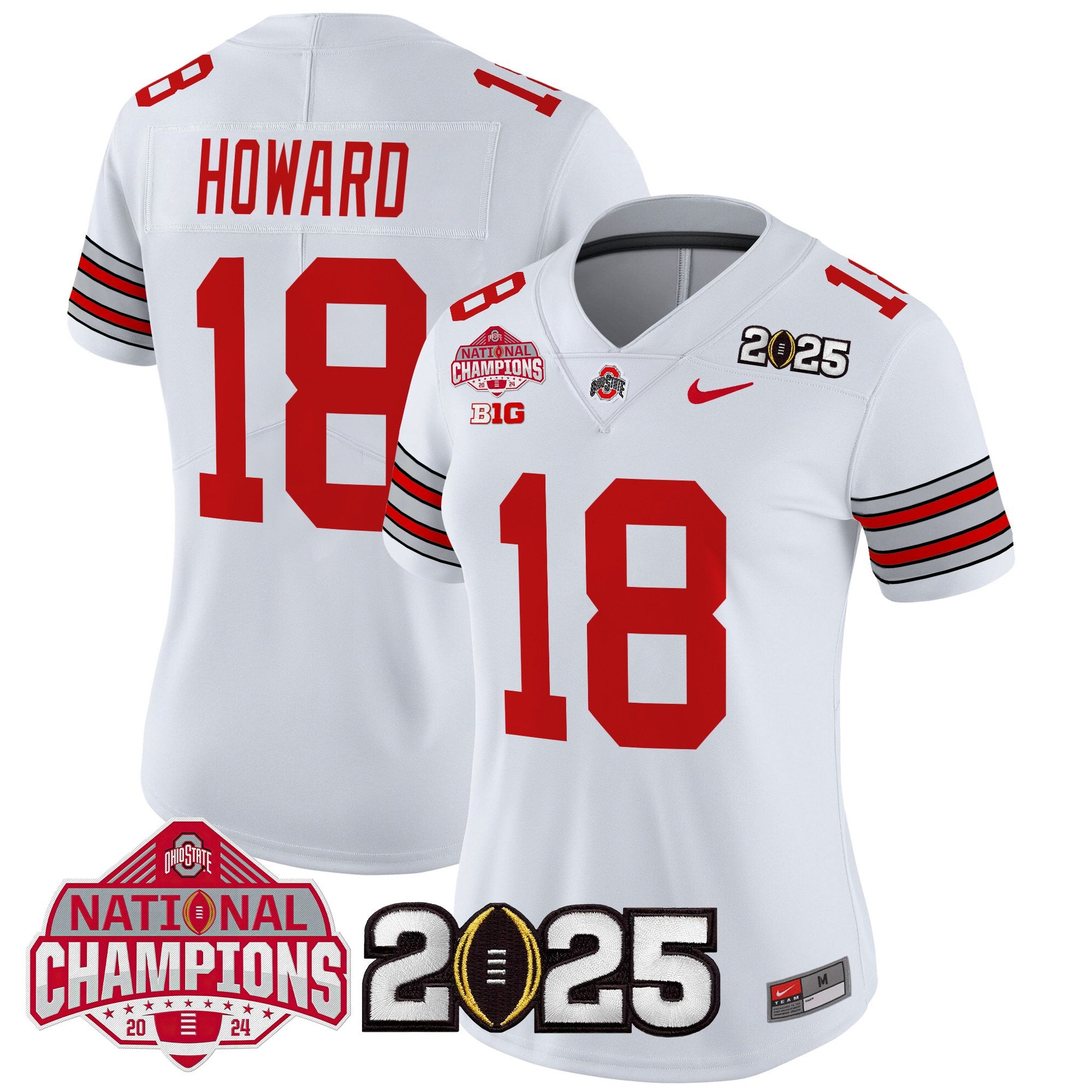 Women's Ohio State Buckeyes 'Heritage Stripe' 2025 National Champions Patch Vapor Limited Jersey - All Stitched
