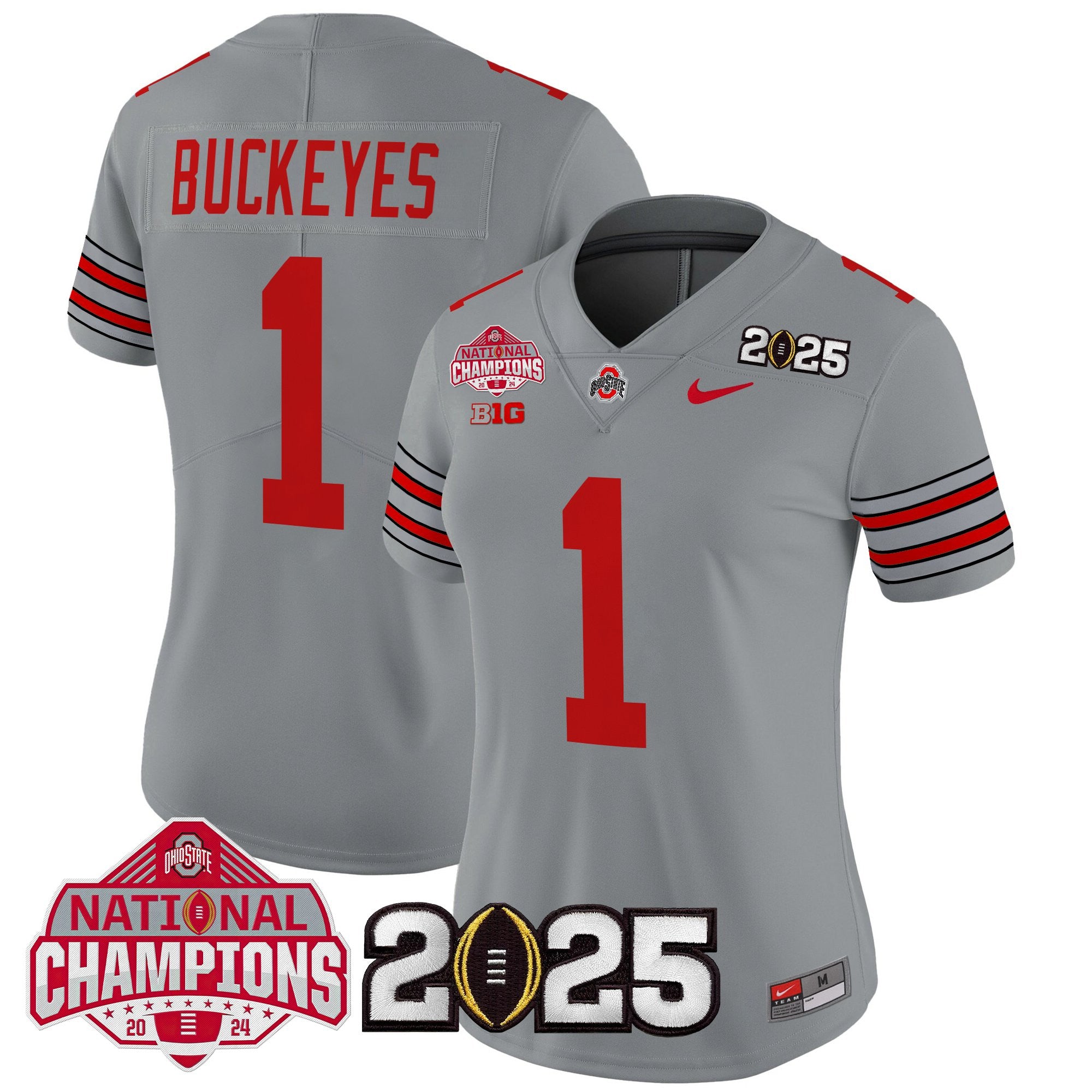Women's Ohio State Buckeyes 'Heritage Stripe' 2025 National Champions Patch Vapor Limited Jersey - All Stitched