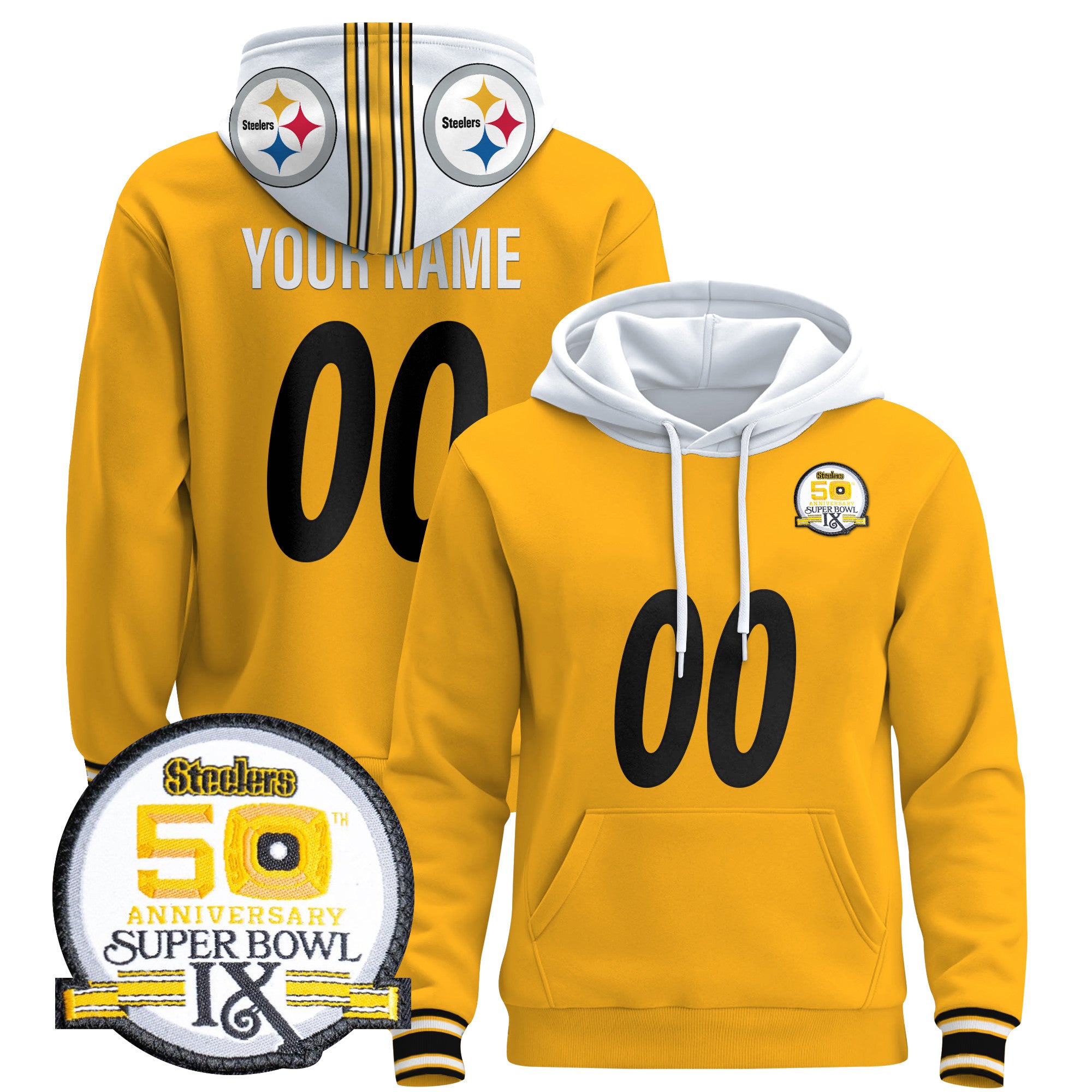 Pittsburgh Steelers 2025 Premium Custom Pullover Hoodie - All Stitched
