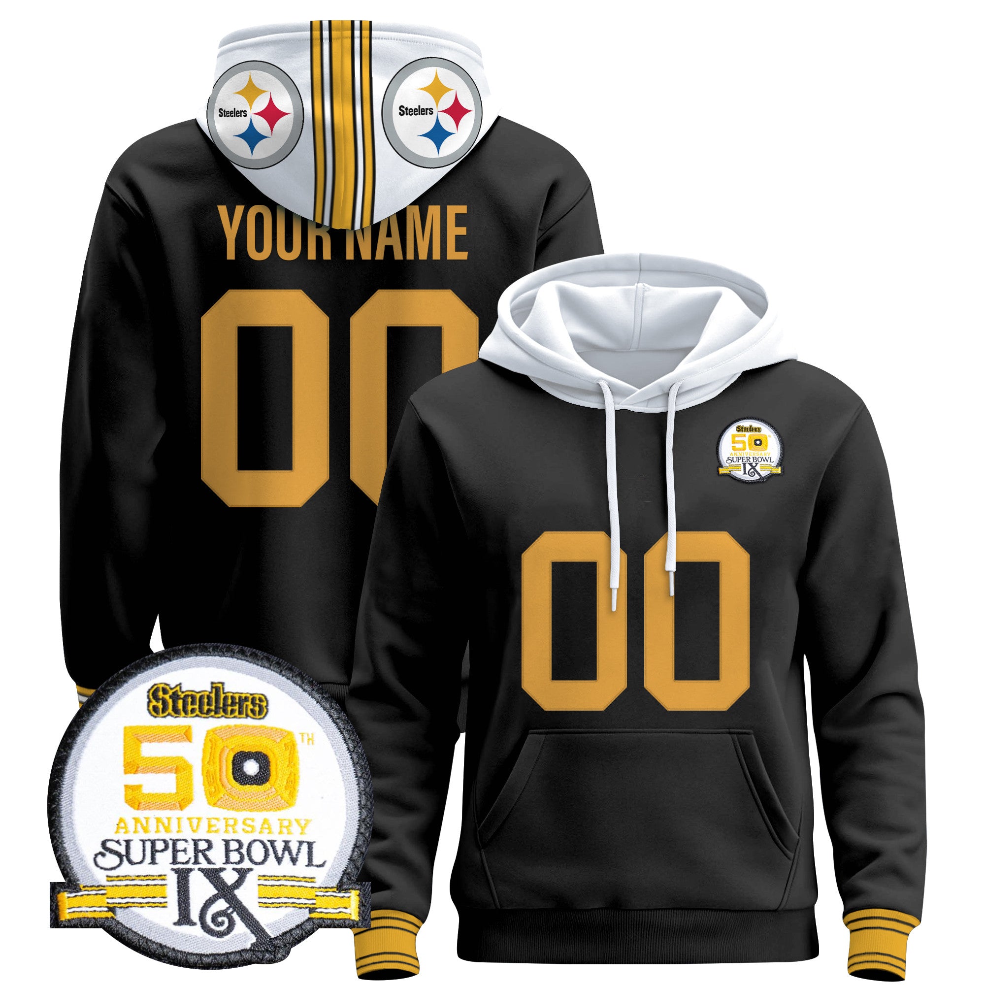 Pittsburgh Steelers 2025 Premium Custom Pullover Hoodie - All Stitched