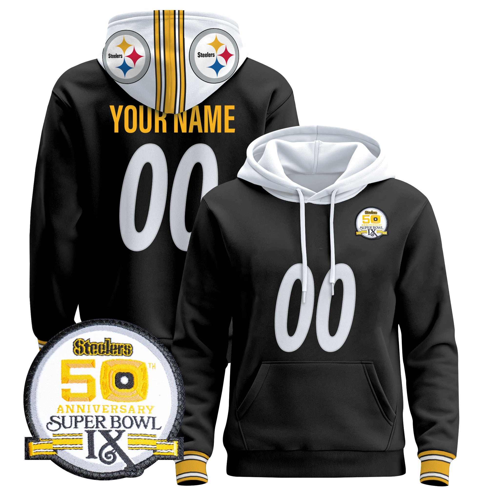 Pittsburgh Steelers 2025 Premium Custom Pullover Hoodie - All Stitched