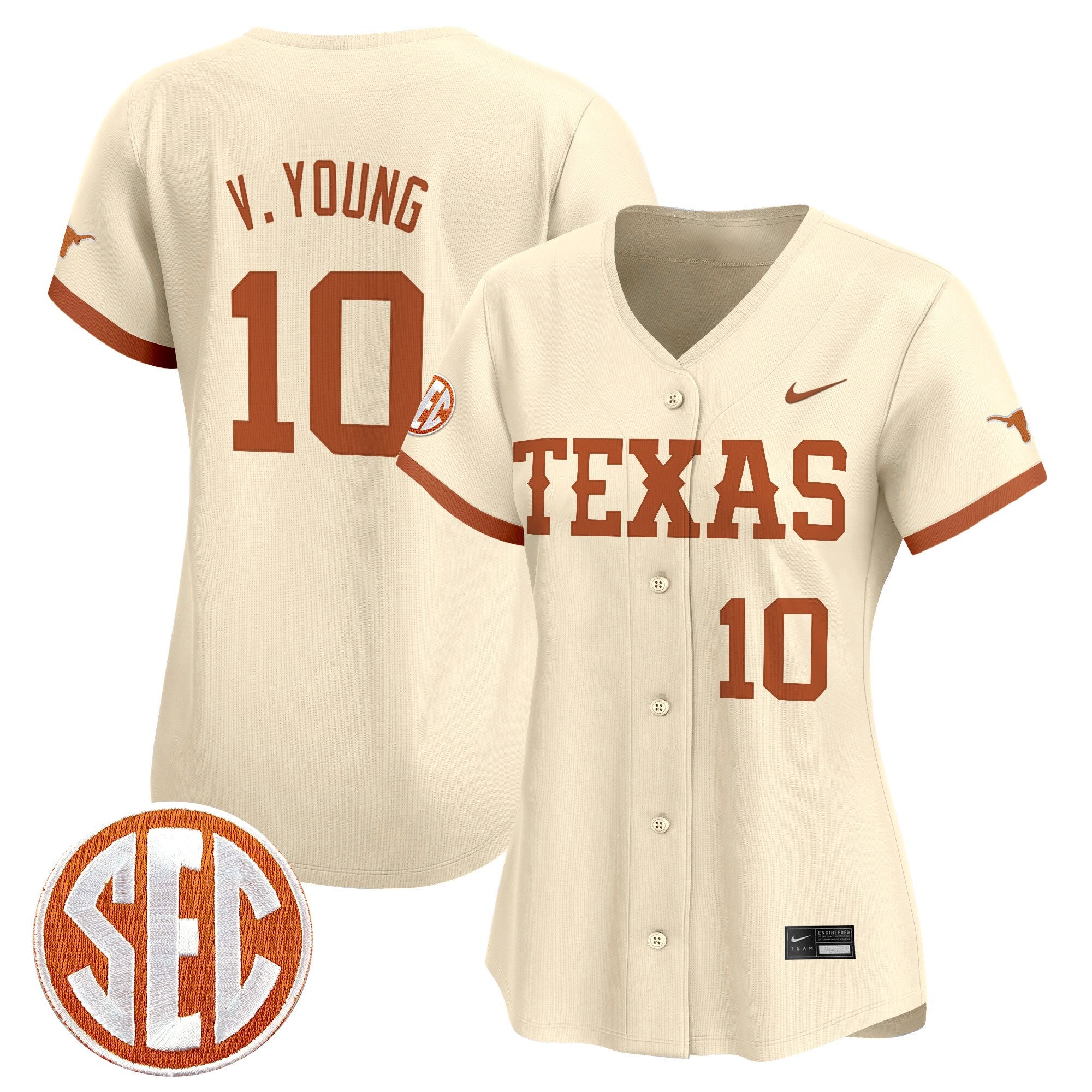 Women's Texas Longhorns 2025 Vapor Baseball Jersey - All Stitched