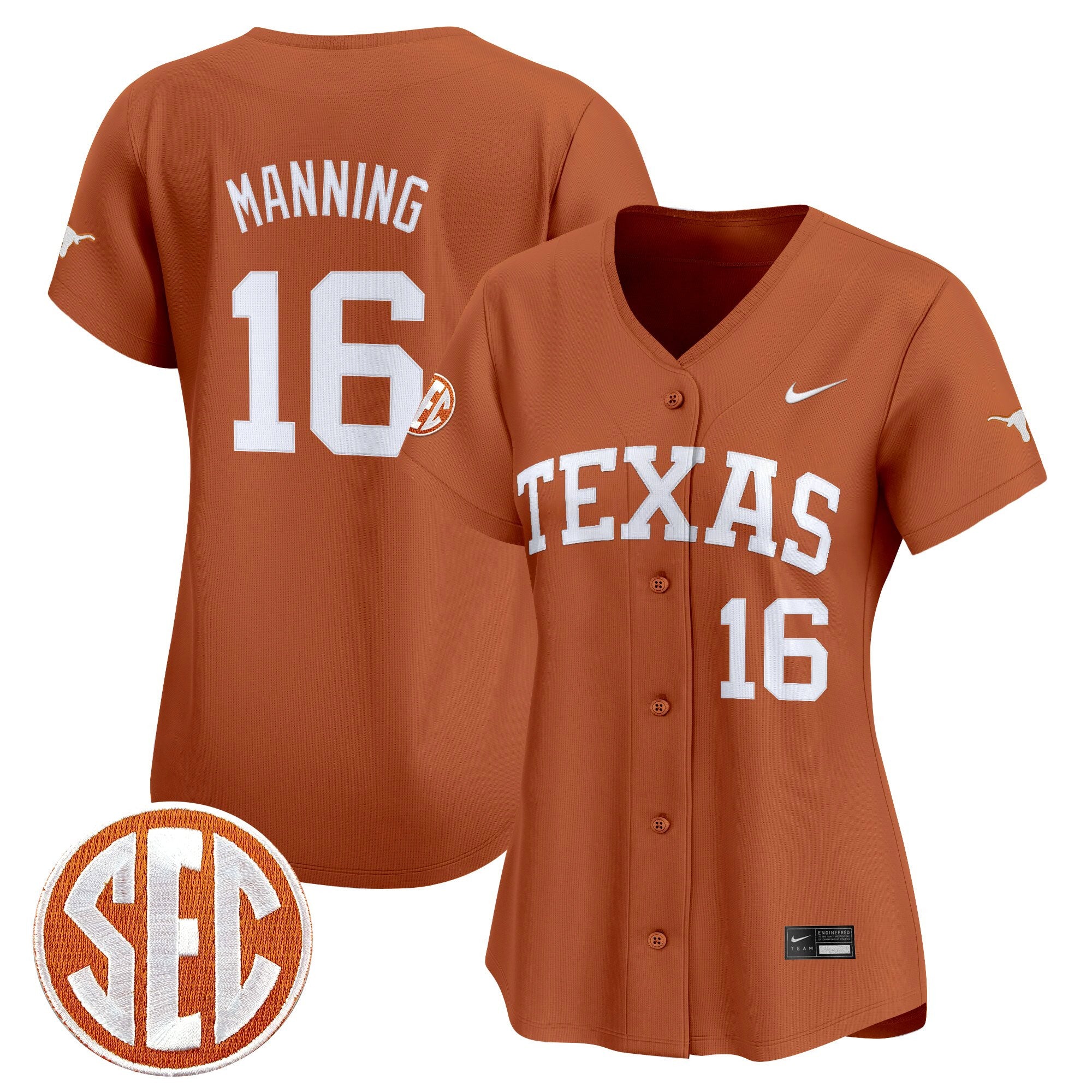 Women's Texas Longhorns 2025 Vapor Baseball Jersey - All Stitched