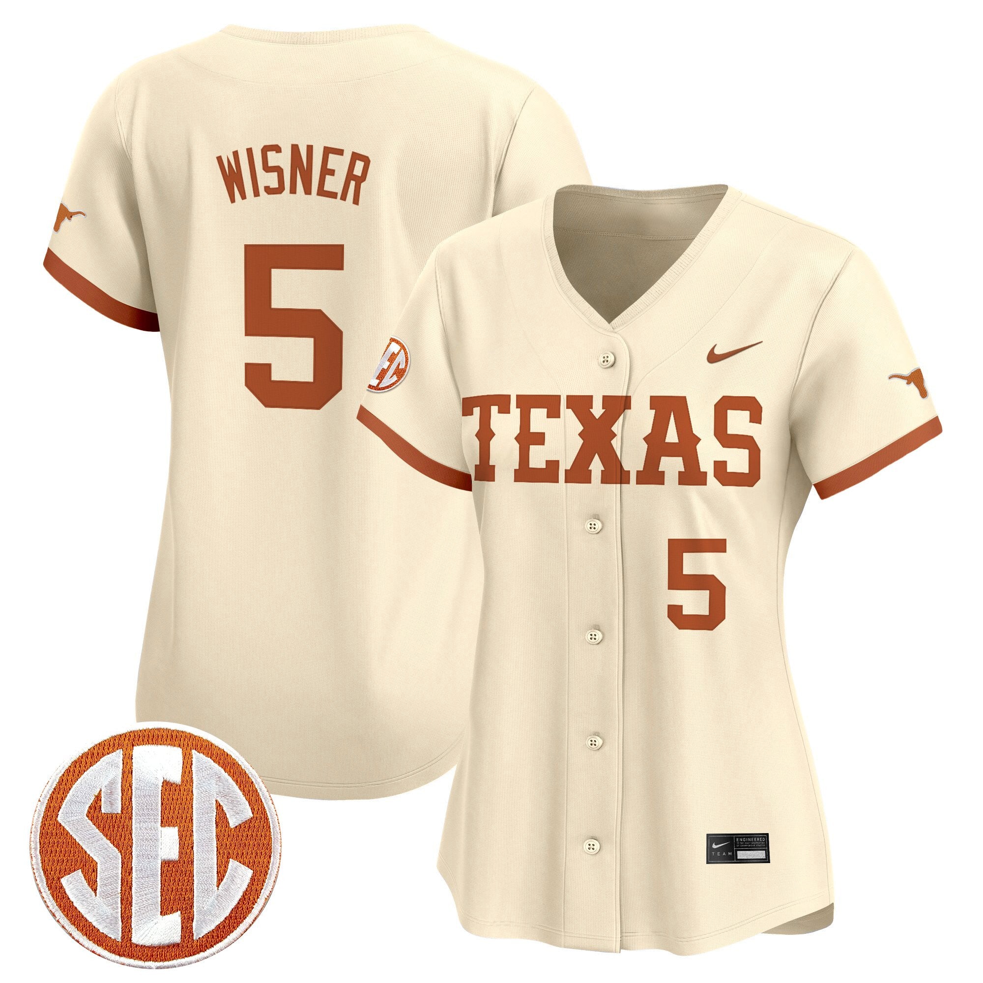 Women's Texas Longhorns 2025 Vapor Baseball Jersey - All Stitched