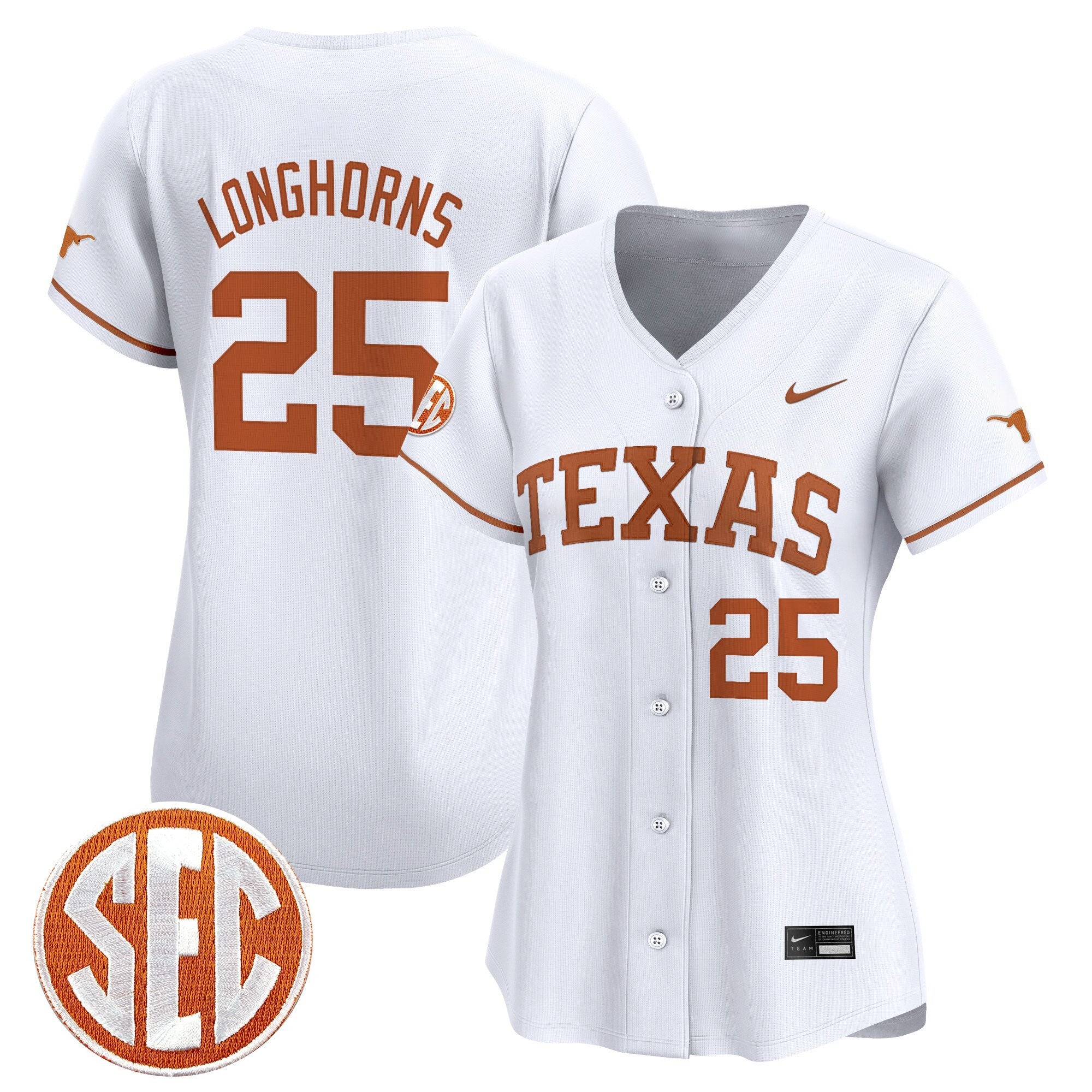 Women's Texas Longhorns 2025 Vapor Baseball Jersey - All Stitched
