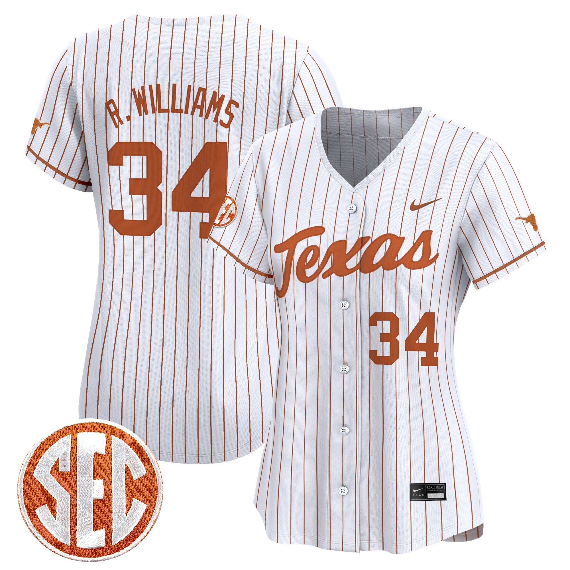Women's Texas Longhorns 2025 Vapor Baseball Jersey - All Stitched