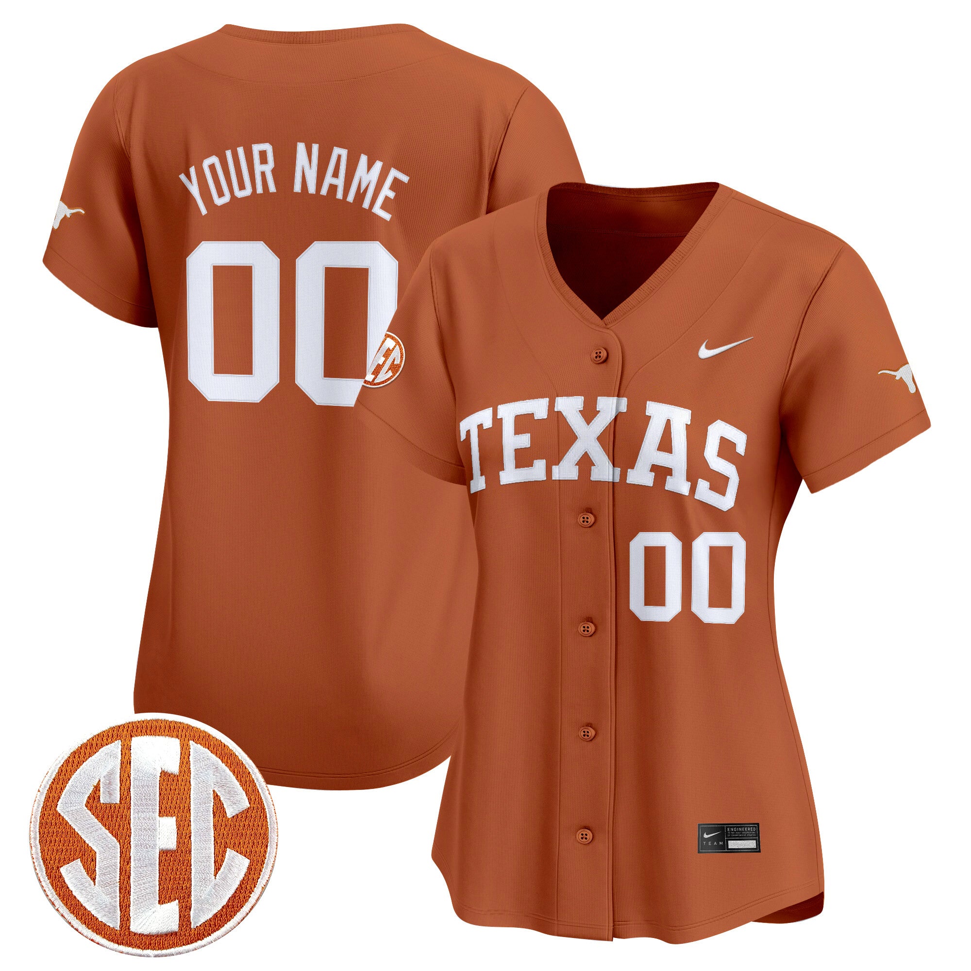 Texas Longhorns 2025 Vapor Baseball Custom Jersey - All Stitched
