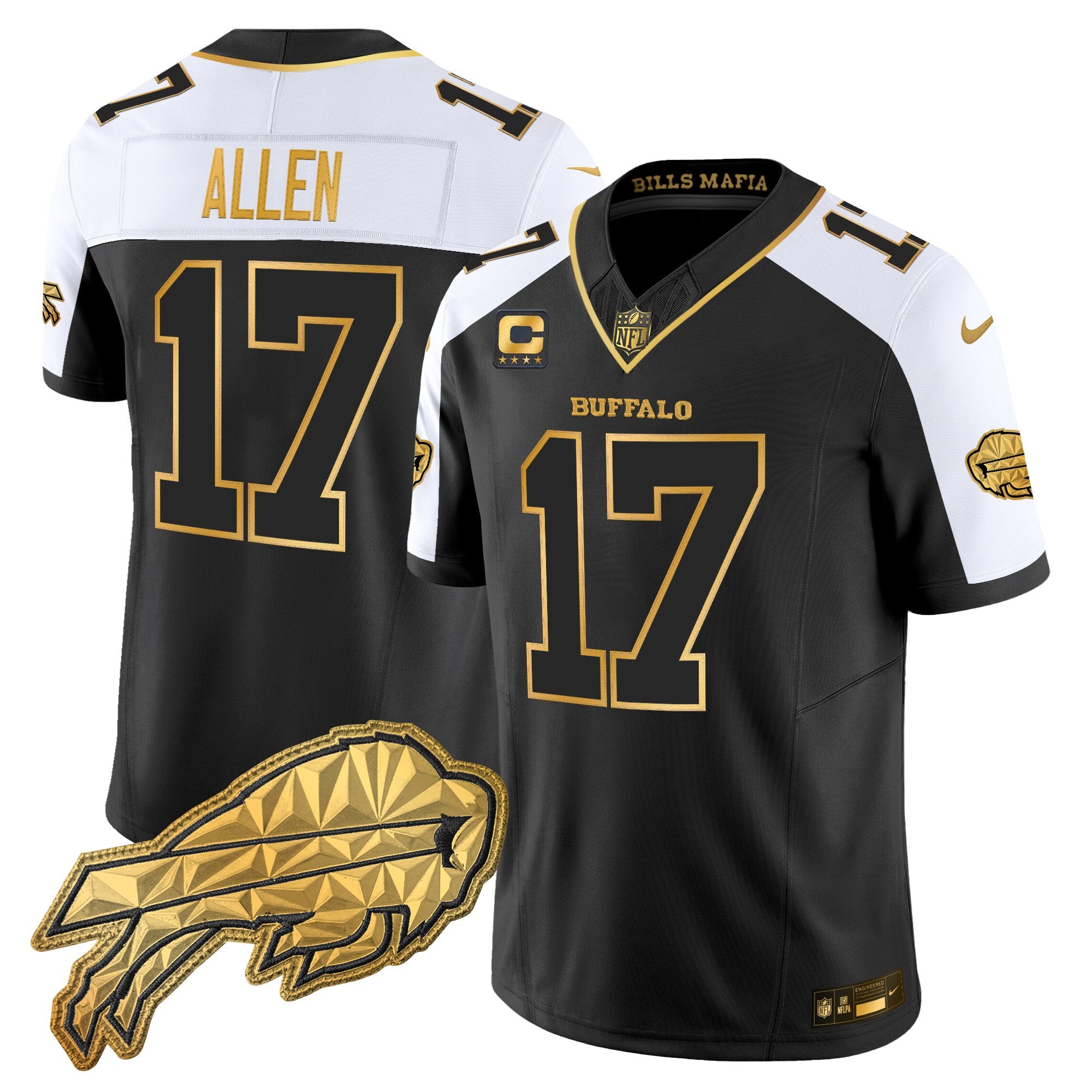 Men's Buffalo Bills 2025 "Rivalries" Gold Vapor Limited Jersey - All Stitched
