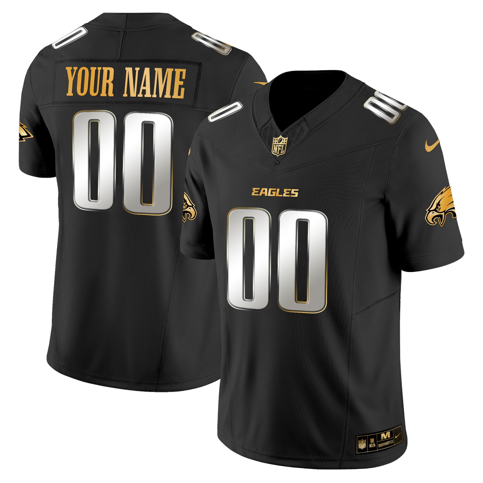 Philadelphia Eagles 2025 Gold Vapor Limited Custom Jersey - All Stitched