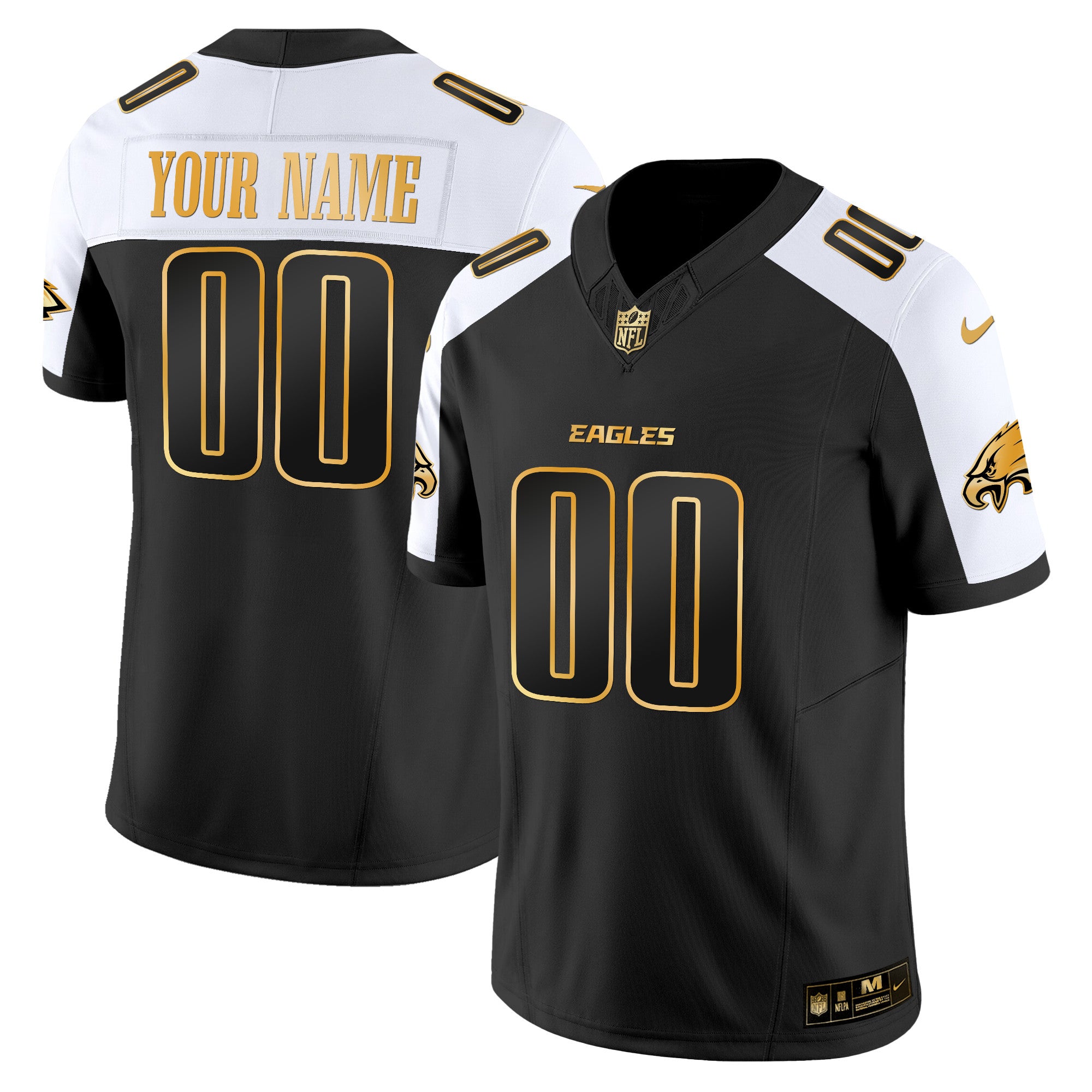 Philadelphia Eagles 2025 Gold Vapor Limited Custom Jersey - All Stitched