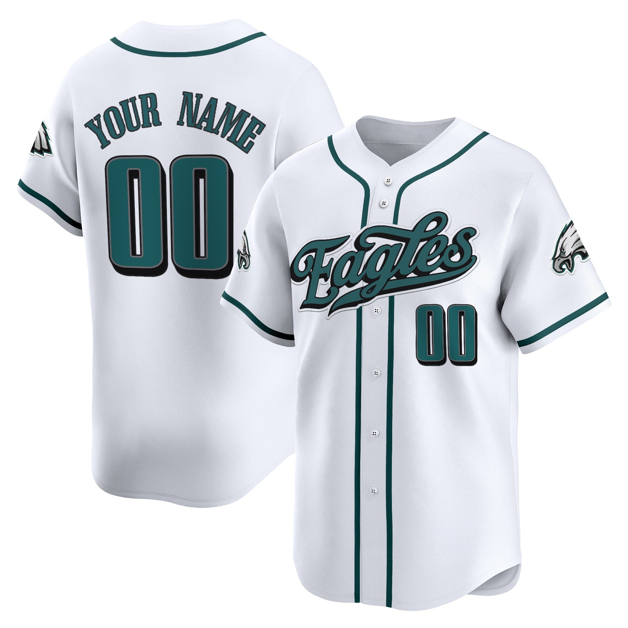Philadelphia Eagles 2025 Vapor Baseball Custom Jersey V2 - All Stitched