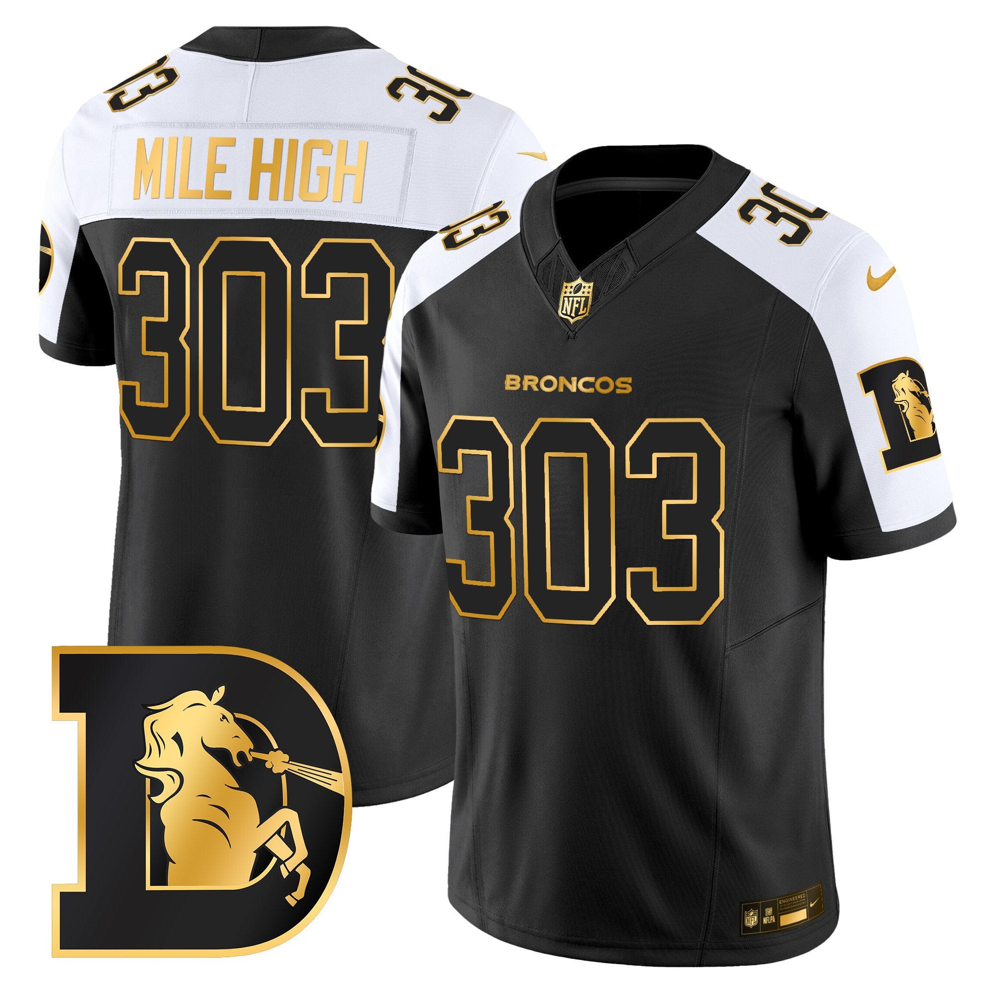 Men's Denver Broncos Throwback Gold Vapor Limited Jersey - All Stitched