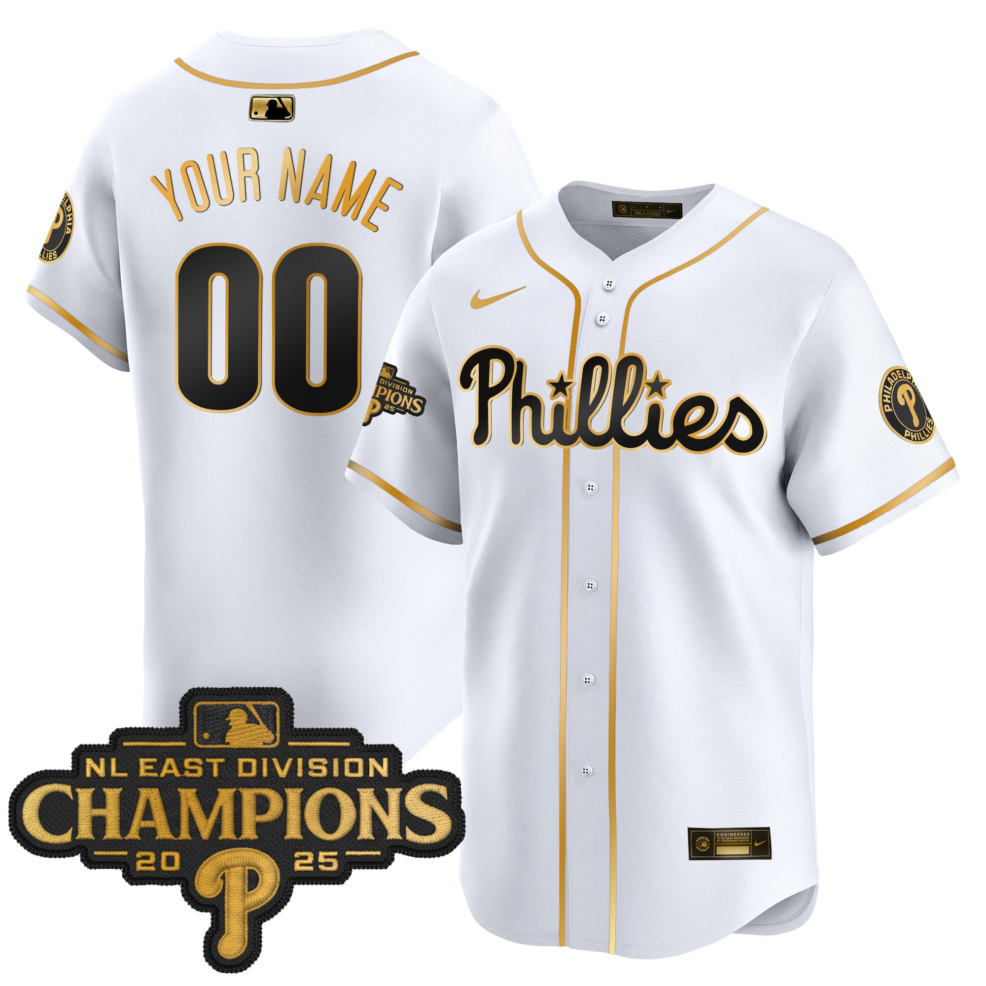 Philadelphia Phillies 2025 NL East Division Champions Patch Vapor Premier Limited Custom Jersey - All Stitched
