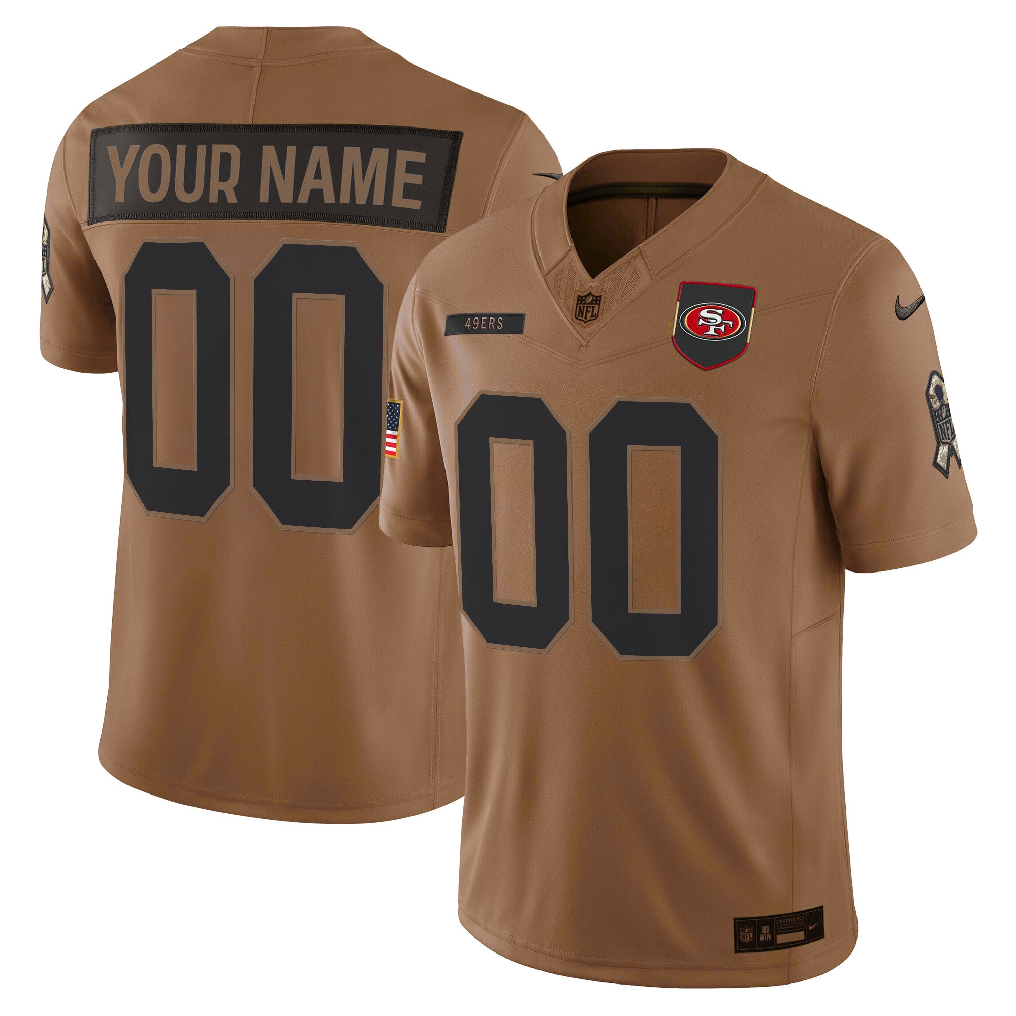 San Francisco 49ers 2025 Salute to Service Vapor Limited Custom Jersey - All Stitched