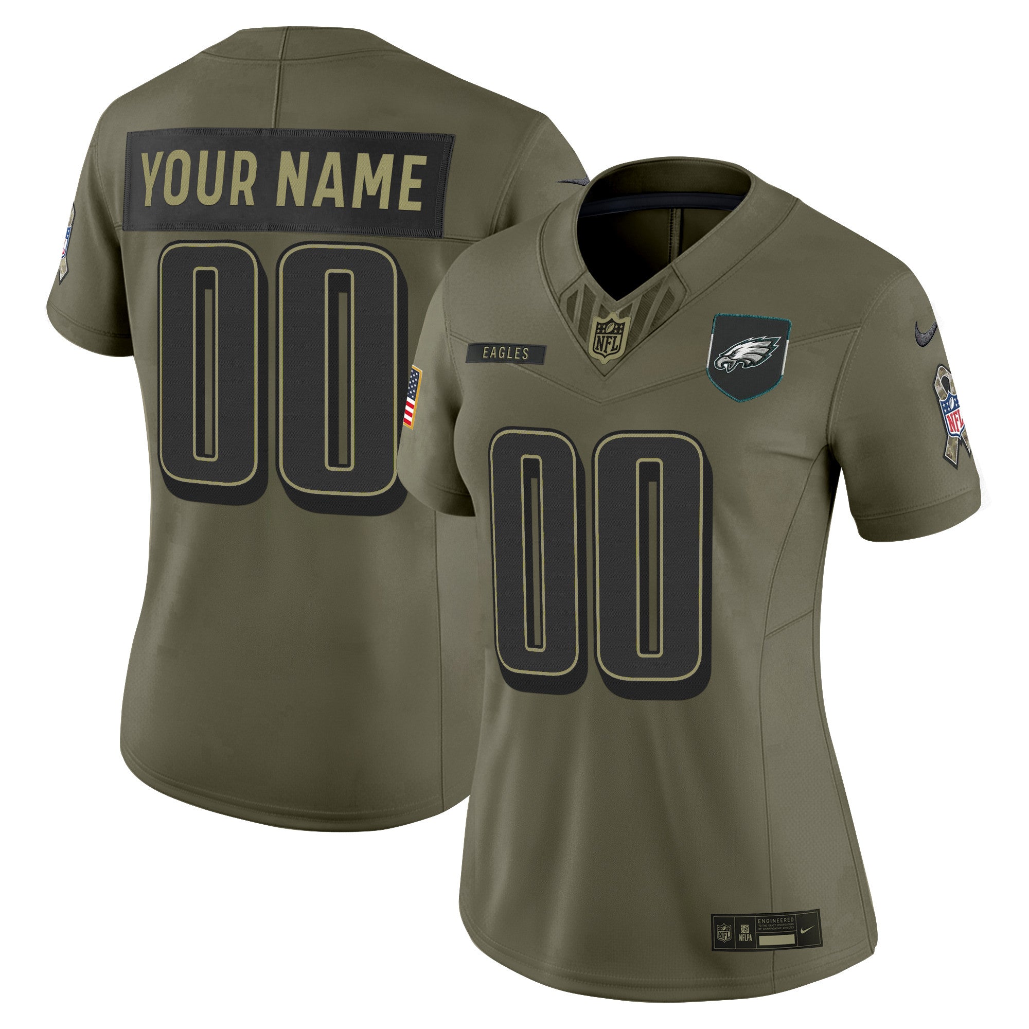Philadelphia Eagles 2025 Salute to Service Limited Custom Jersey - All Stitched