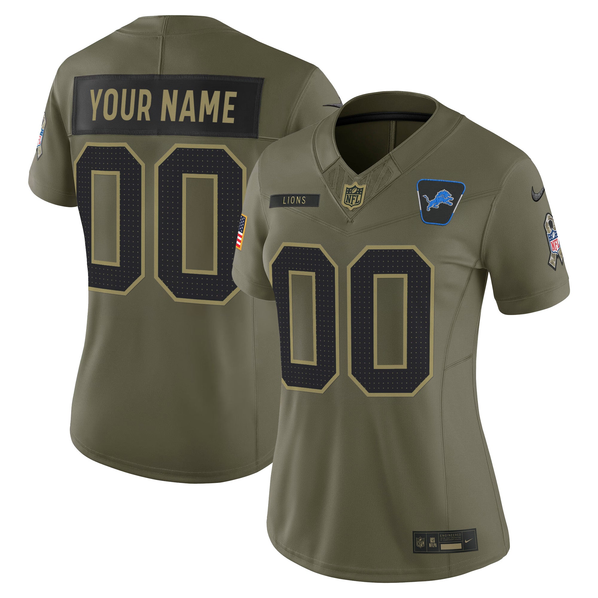 Detroit Lions 2025 Salute to Service Vapor Limited Custom Jersey - All Stitched