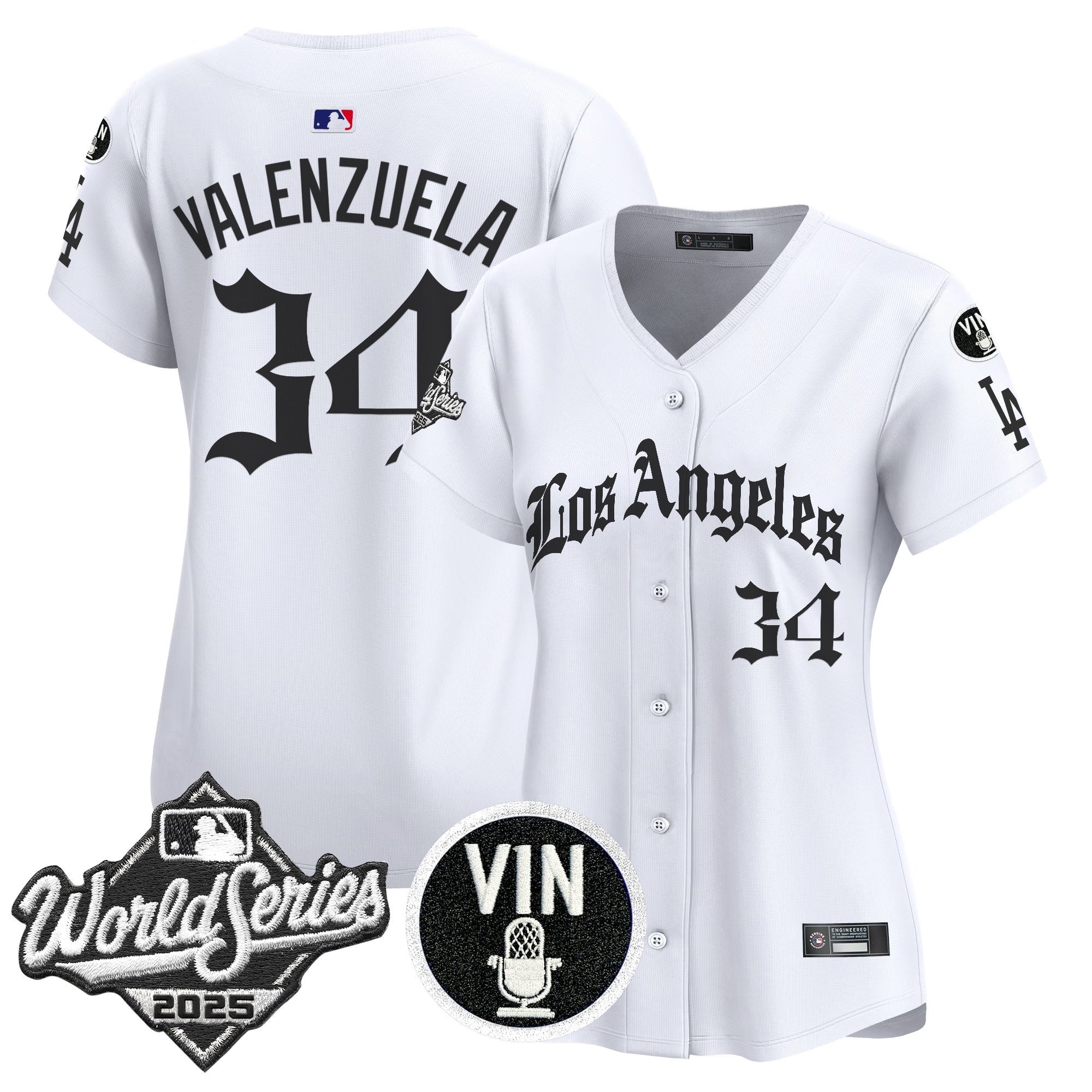 Women's Dodgers 2025 World Series Vapor Premier Limited Jersey - LA Gothic Edition - All Stitched