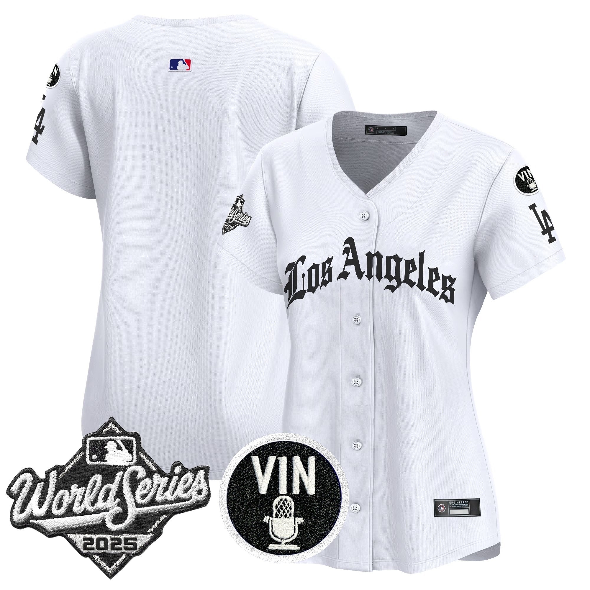 Women's Dodgers 2025 World Series Vapor Premier Limited Jersey - LA Gothic Edition - All Stitched