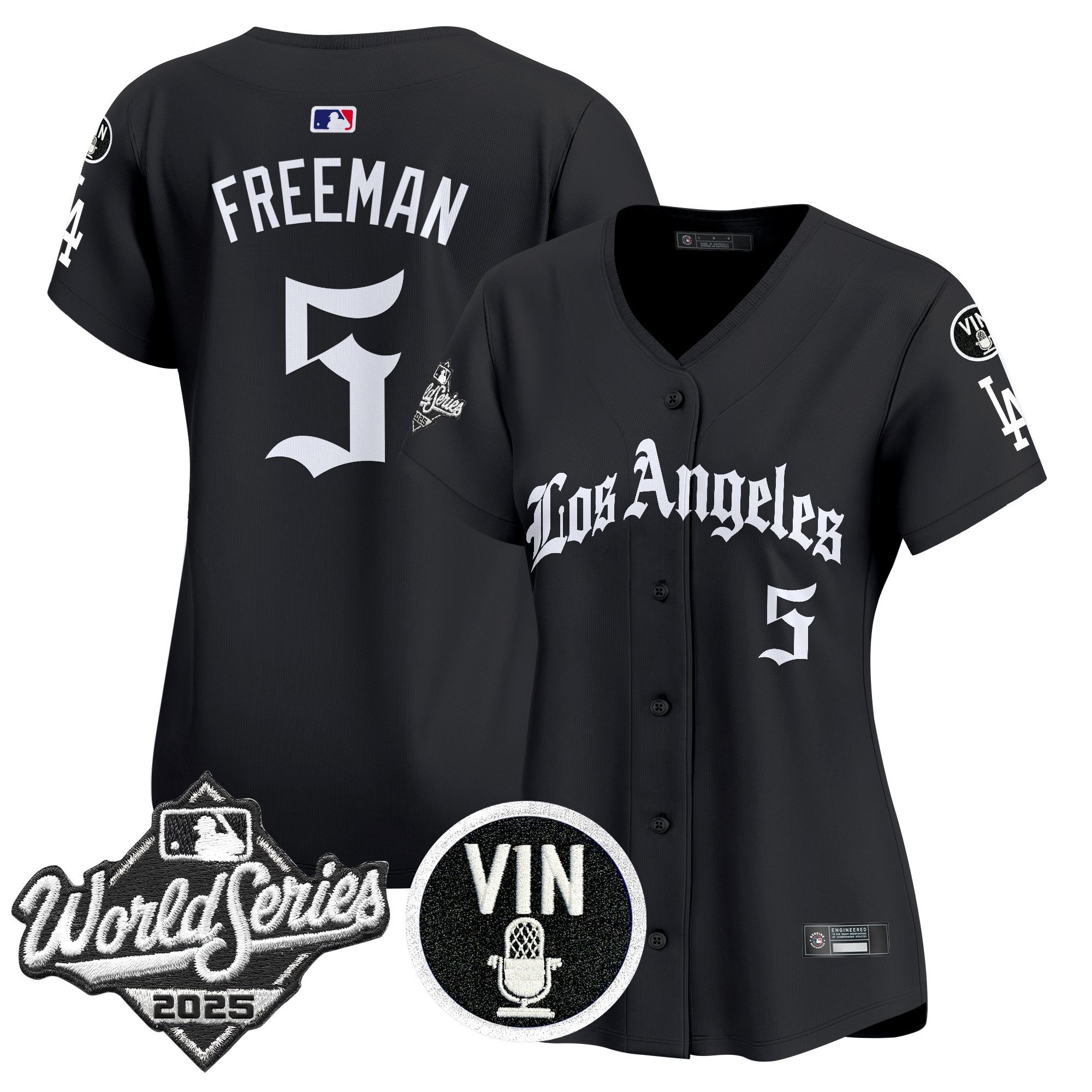 Women's Dodgers 2025 World Series Vapor Premier Limited Jersey - LA Gothic Edition - All Stitched