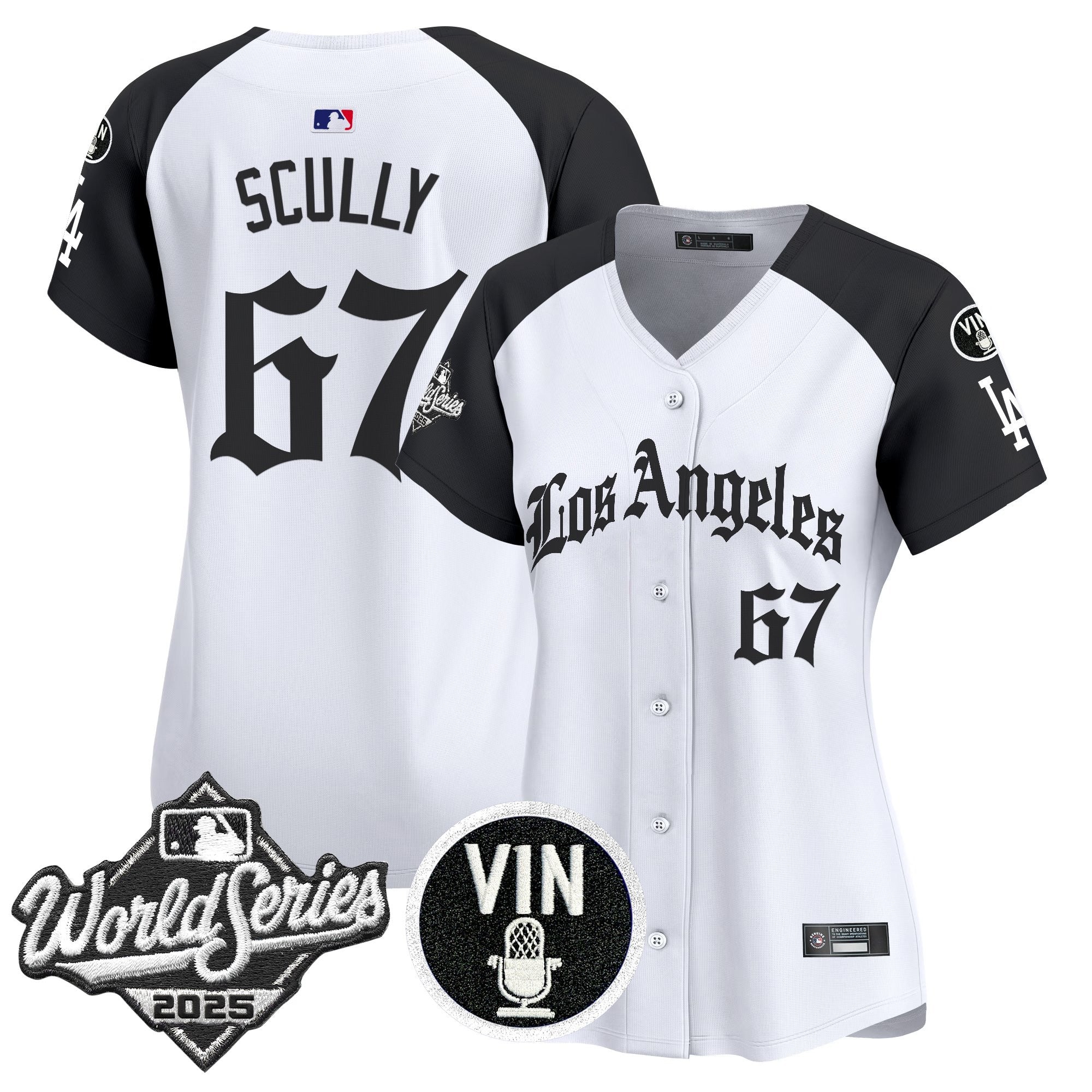 Women's Dodgers 2025 World Series Vapor Premier Limited Jersey - LA Gothic Edition - All Stitched