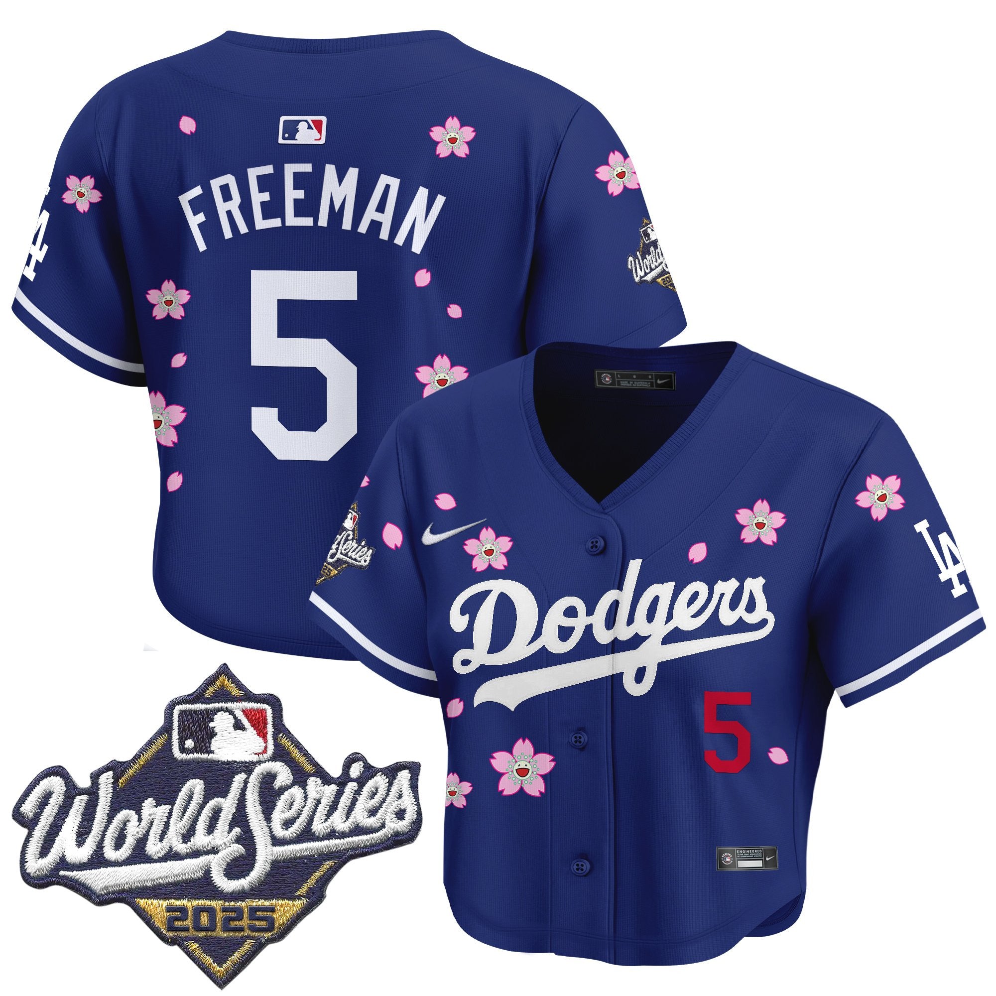 Women's Dodgers 2025 World Series x Tokyo Series Crop Top Baseball Jersey - All Stitched