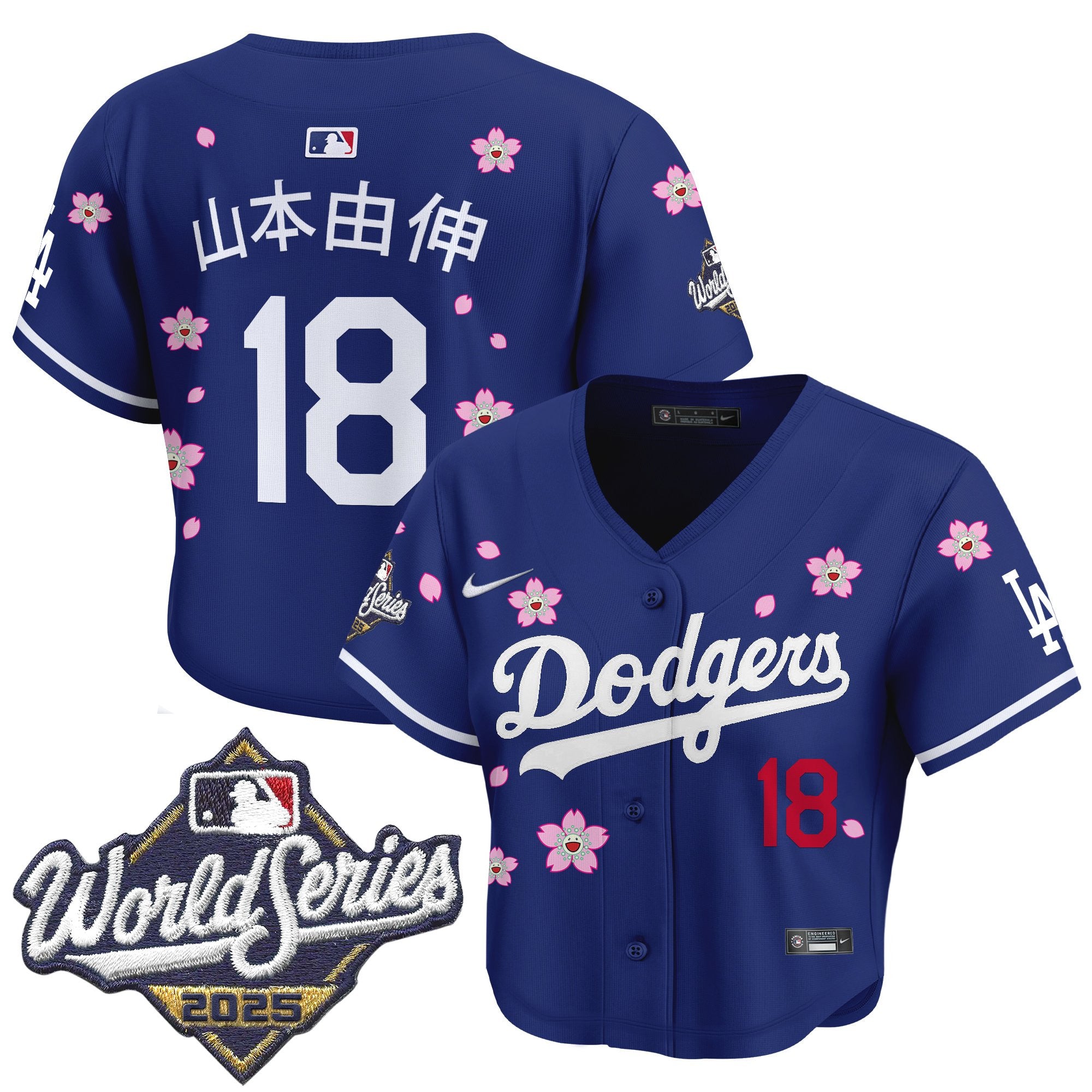 Women's Dodgers 2025 World Series x Tokyo Series Crop Top Baseball Jersey - All Stitched