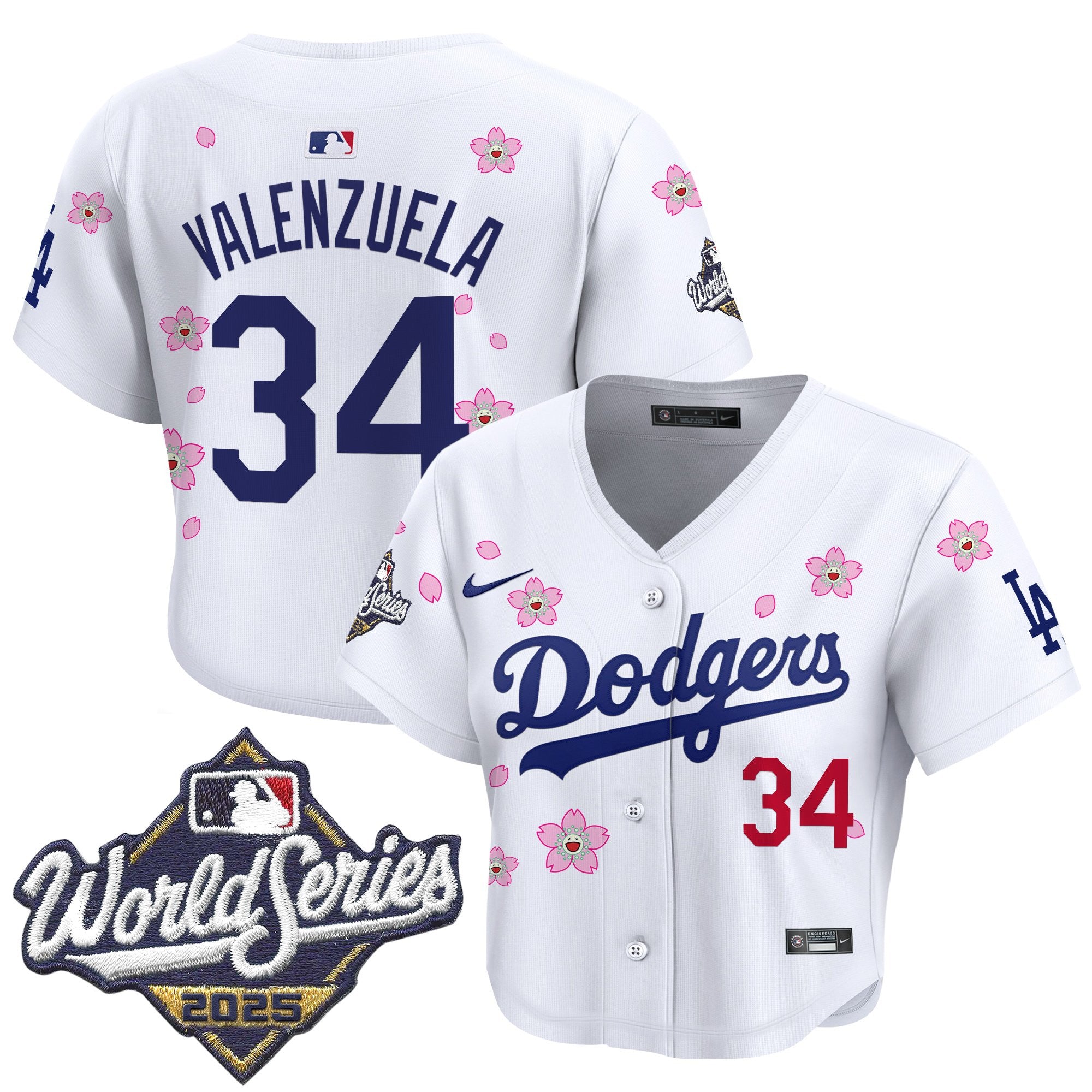Women's Dodgers 2025 World Series x Tokyo Series Crop Top Baseball Jersey - All Stitched