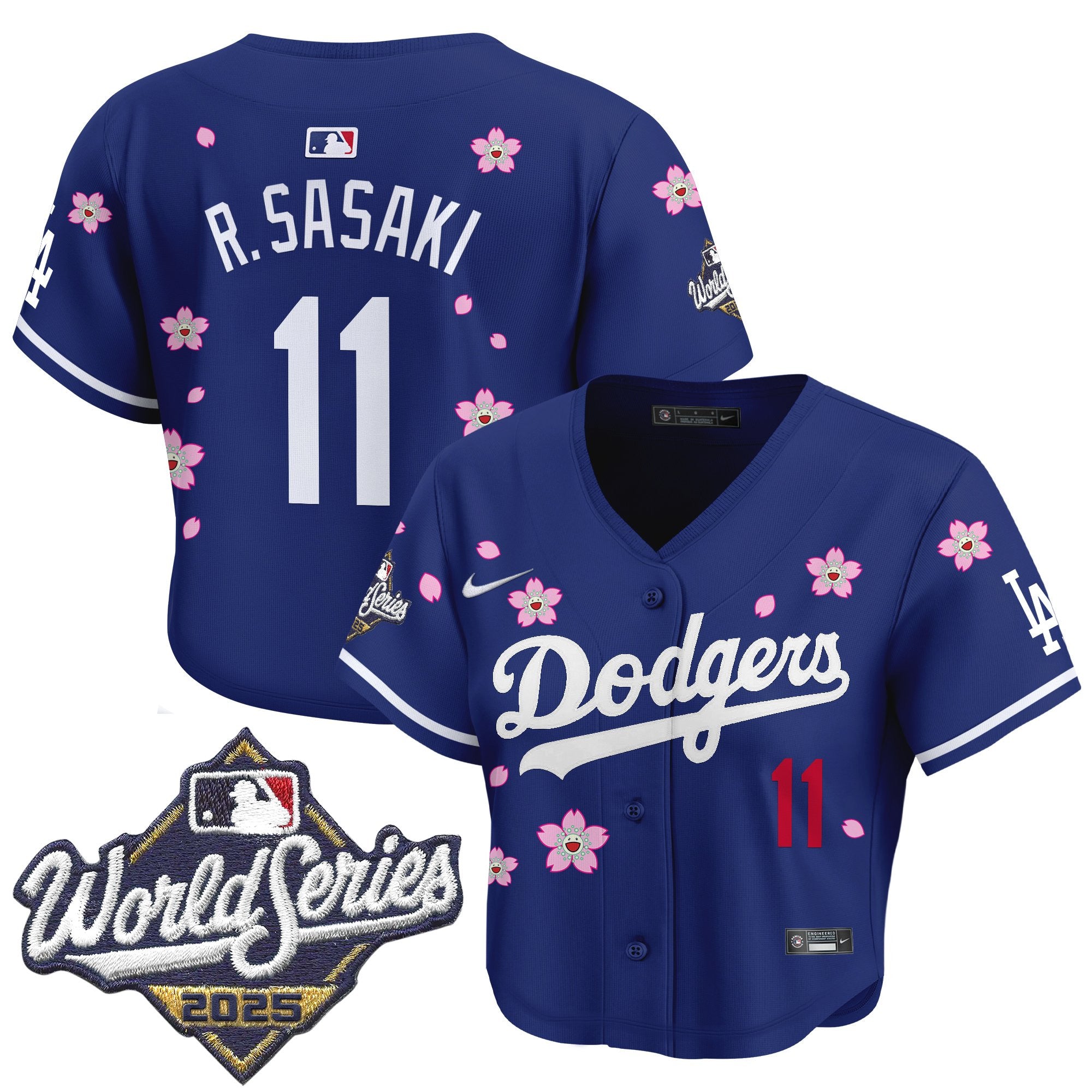 Women's Dodgers 2025 World Series x Tokyo Series Crop Top Baseball Jersey - All Stitched