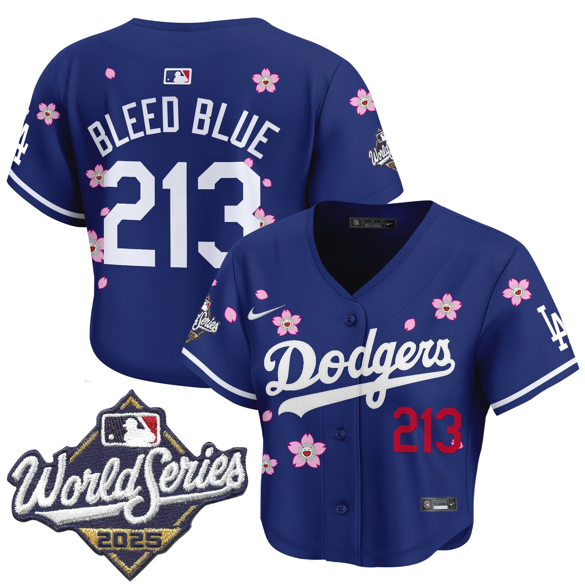 Women's Dodgers 2025 World Series x Tokyo Series Crop Top Baseball Jersey - All Stitched