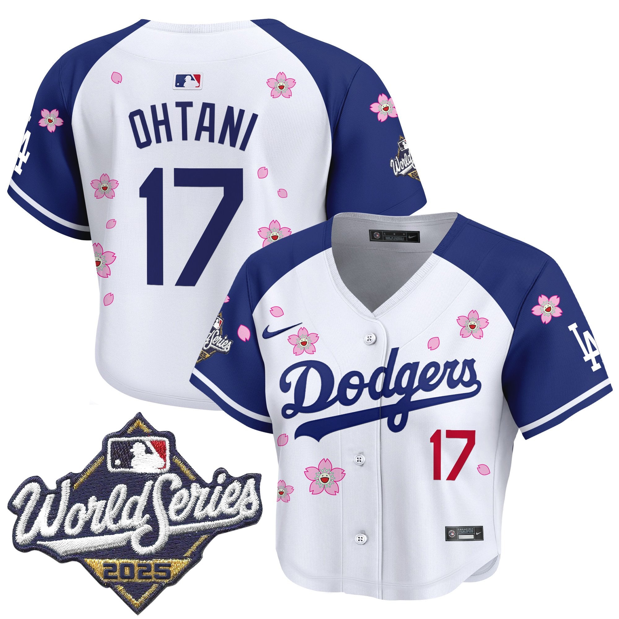 Women's Dodgers 2025 World Series x Tokyo Series Crop Top Baseball Jersey - All Stitched