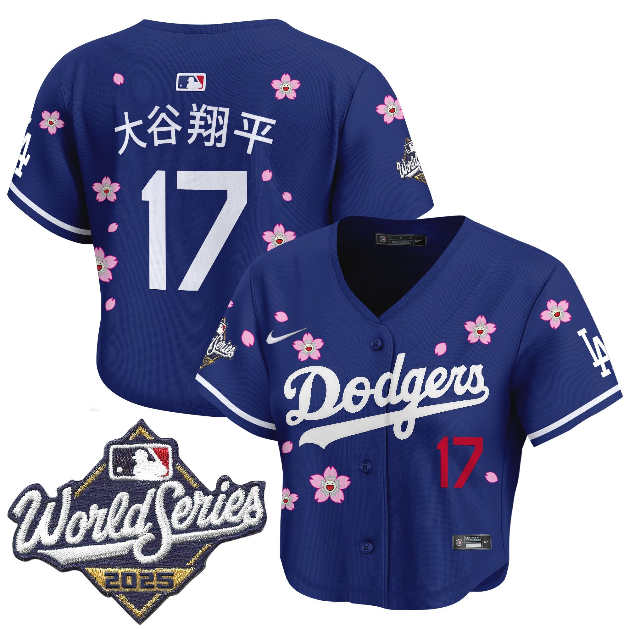 Women's Dodgers 2025 World Series x Tokyo Series Crop Top Baseball Jersey - All Stitched