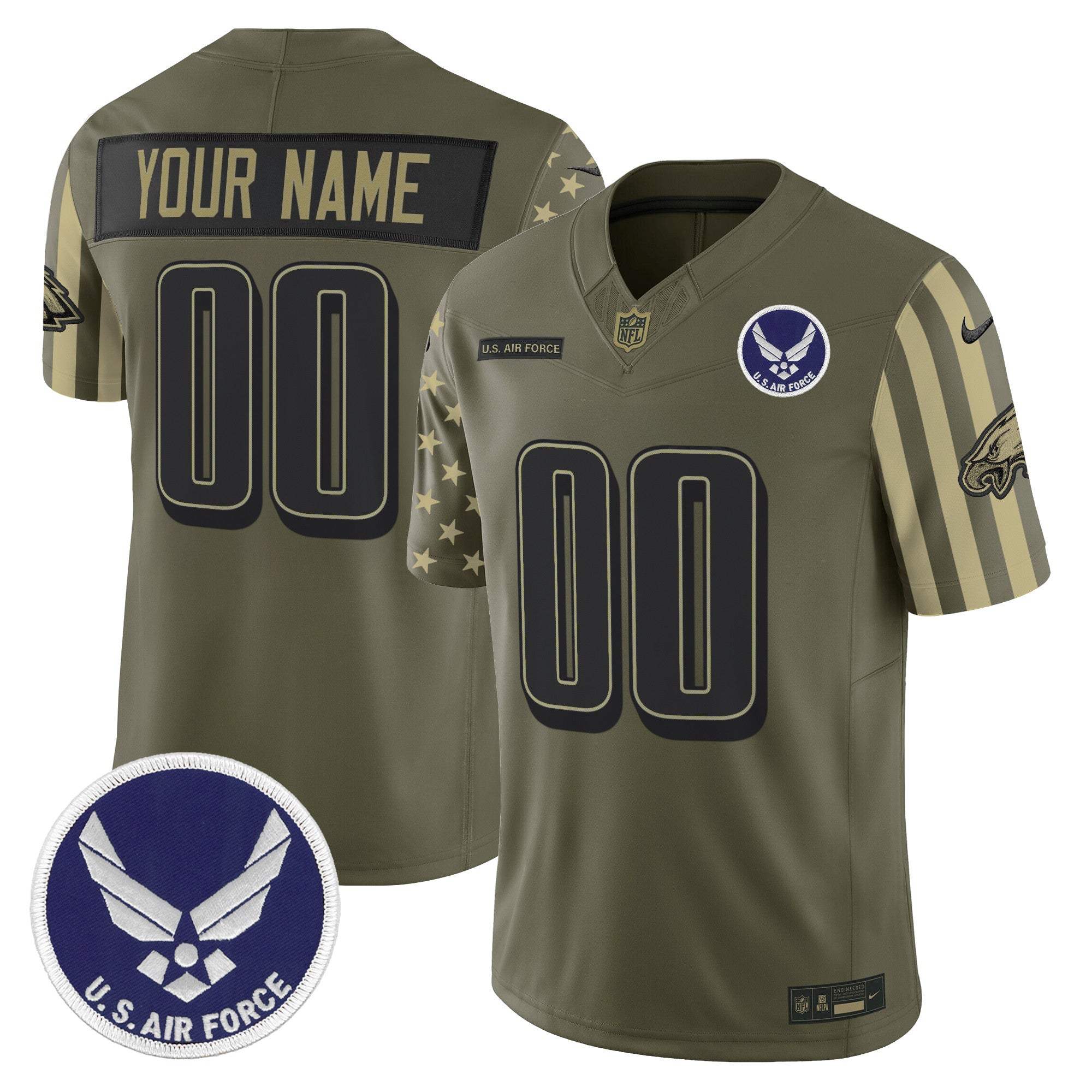 Philadelphia Eagles x U.S. Military Veteran Vapor Limited Custom Jersey - All Stitched