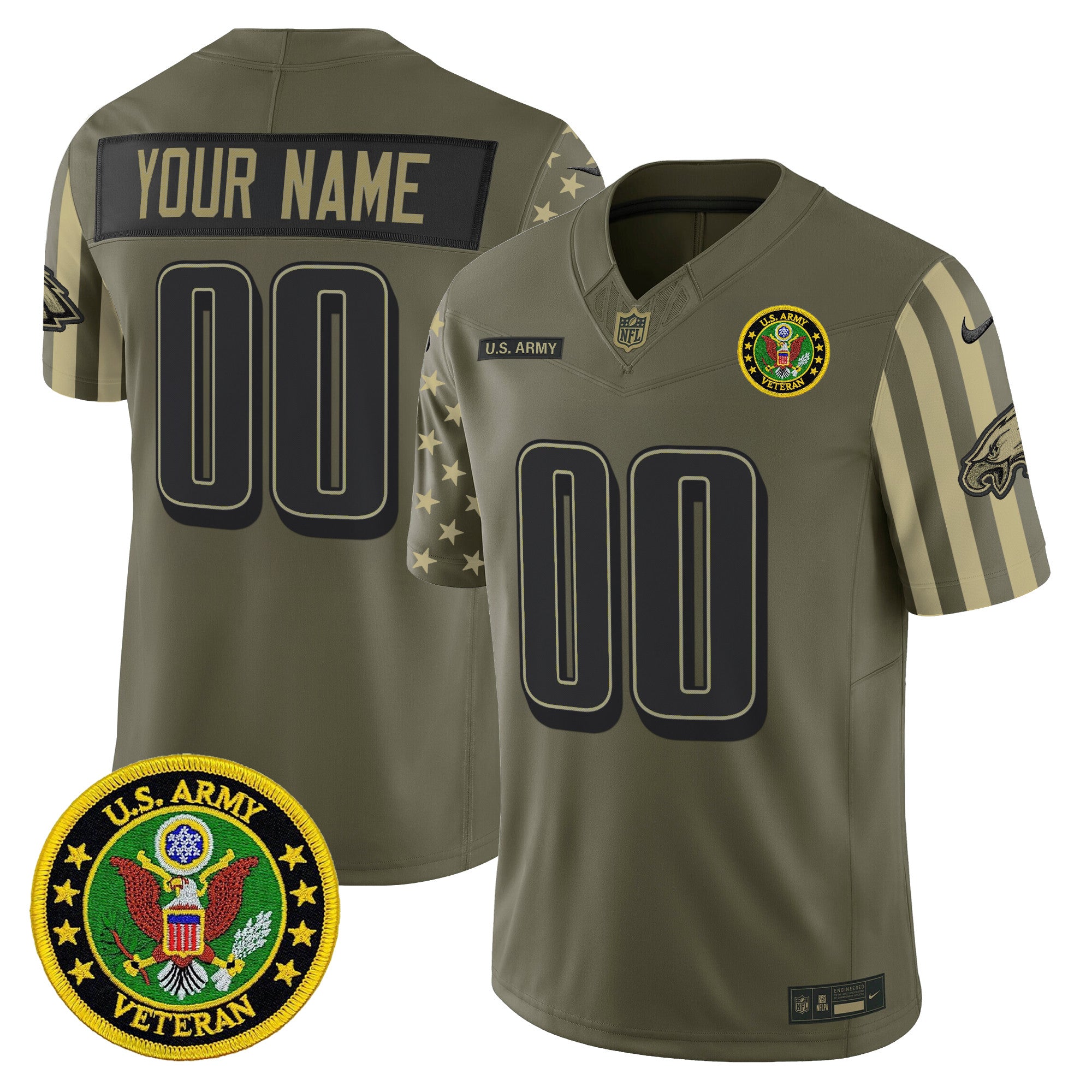 Philadelphia Eagles x U.S. Military Veteran Vapor Limited Custom Jersey - All Stitched