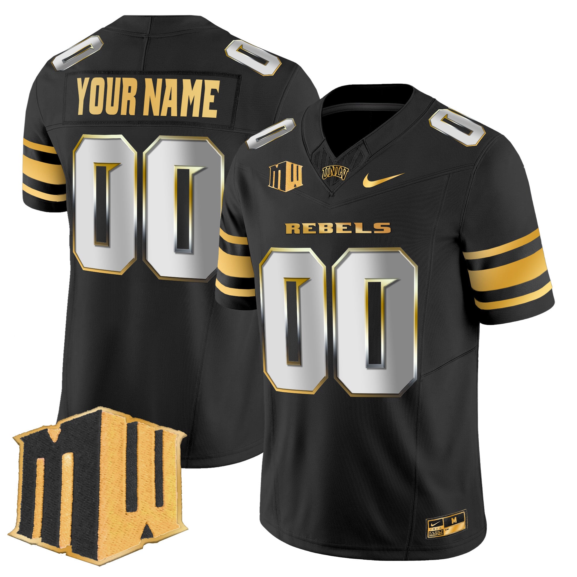 UNLV Rebels 2025 Gold Vapor Limited Custom Jersey - All Stitched