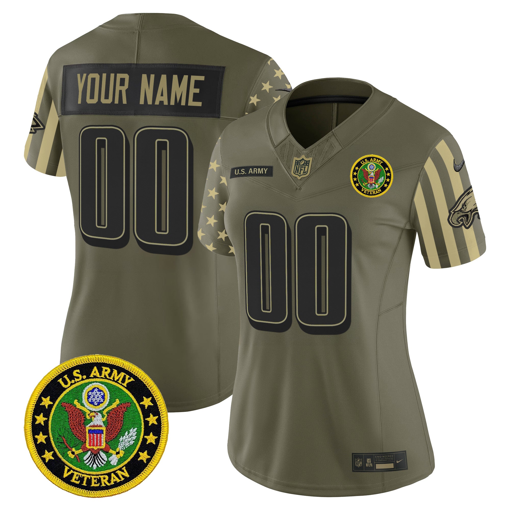 Philadelphia Eagles x U.S. Military Veteran Vapor Limited Custom Jersey - All Stitched
