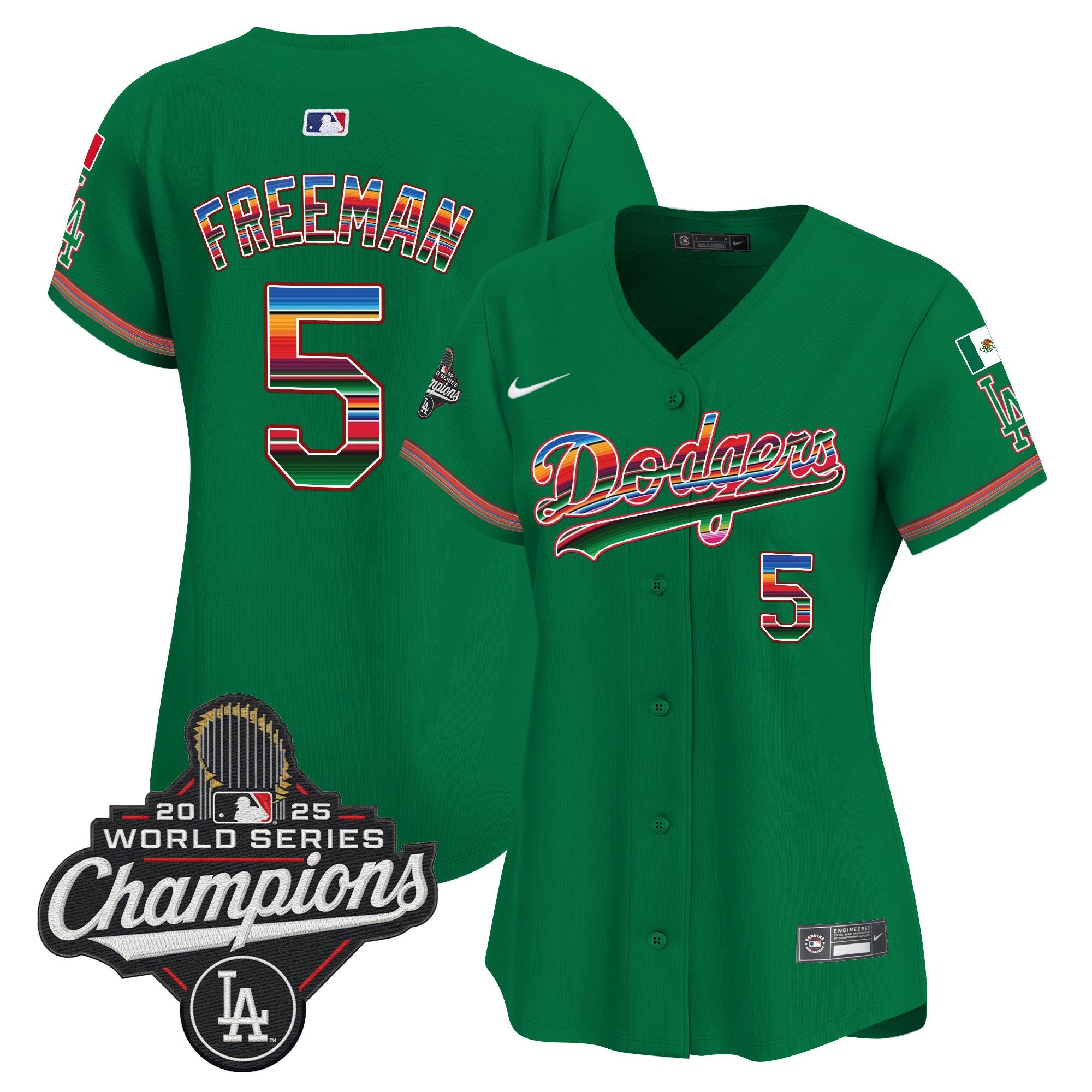 Women's Dodgers Mexico 2025 World Series Champions Vapor Premier Limited Jersey - All Stitched