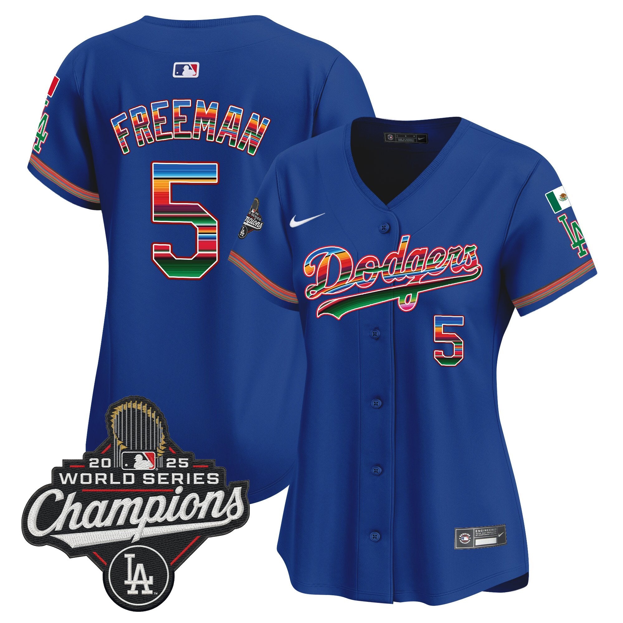 Women's Dodgers Mexico 2025 World Series Champions Vapor Premier Limited Jersey - All Stitched
