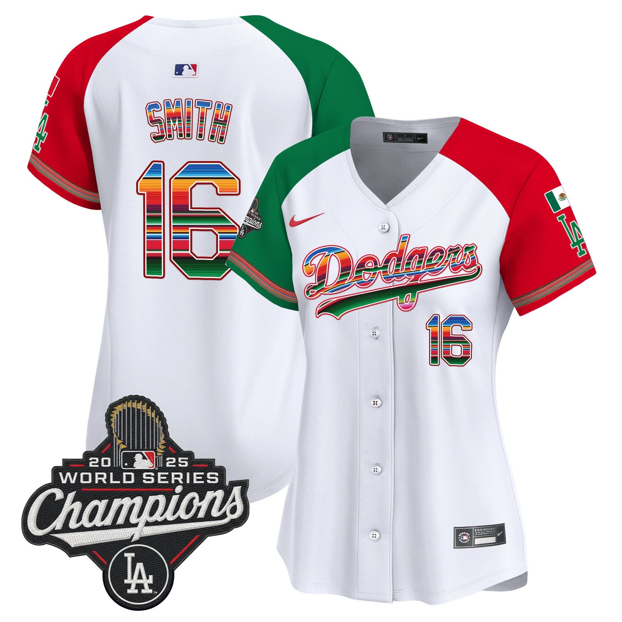 Women's Dodgers Mexico 2025 World Series Champions Vapor Premier Limited Jersey - All Stitched