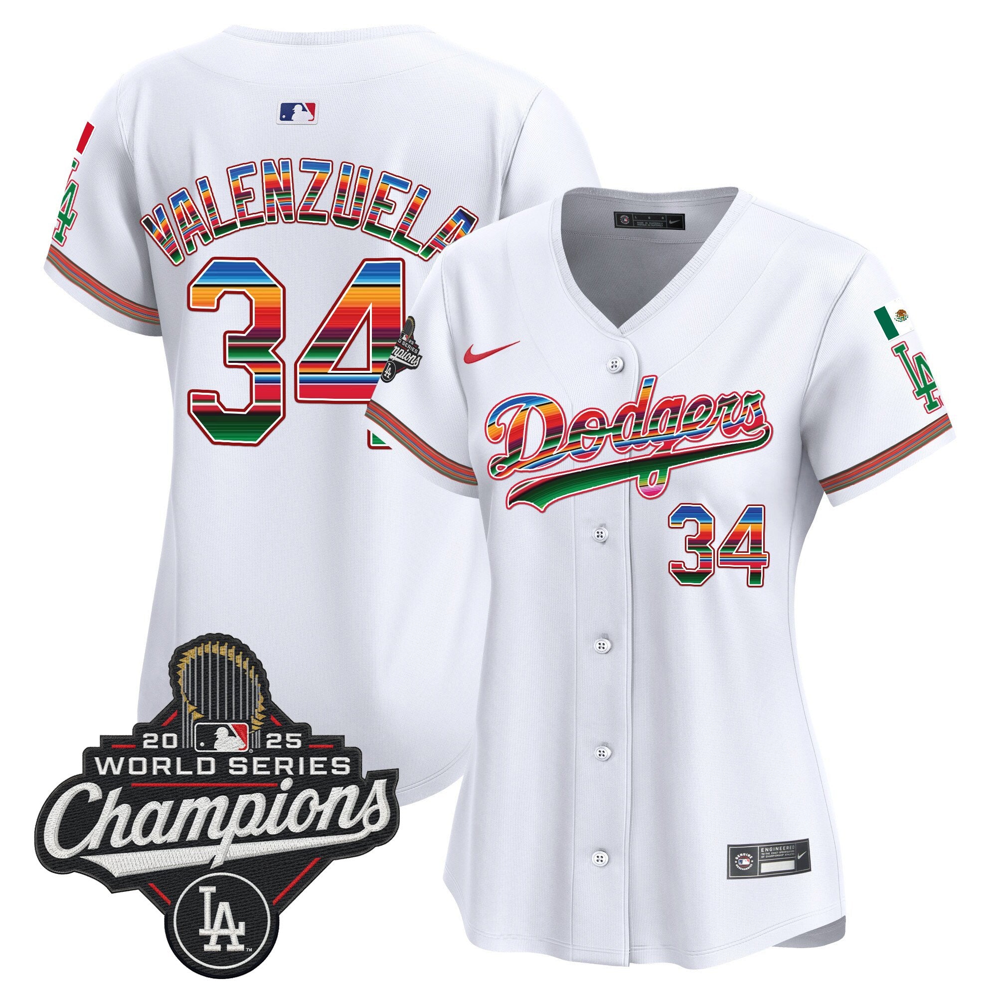 Women's Dodgers Mexico 2025 World Series Champions Vapor Premier Limited Jersey - All Stitched