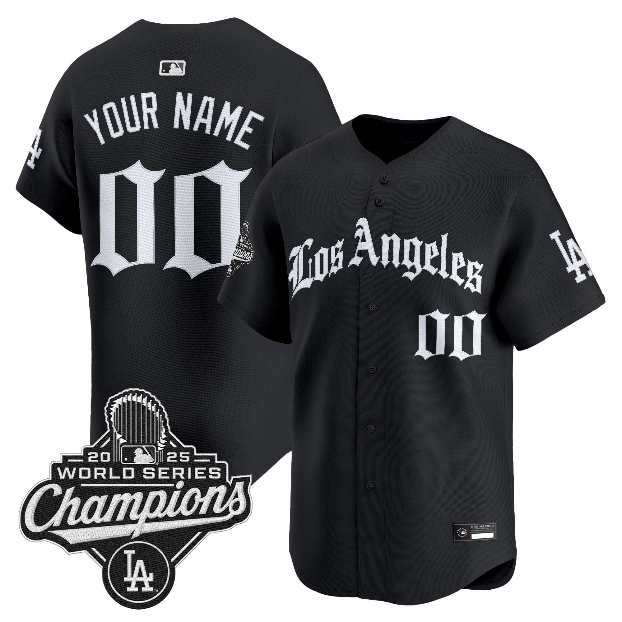 Dodgers 2025 World Series Champions Vapor Premier Limited Custom Jersey V2 - LA Gothic Edition - All Stitched